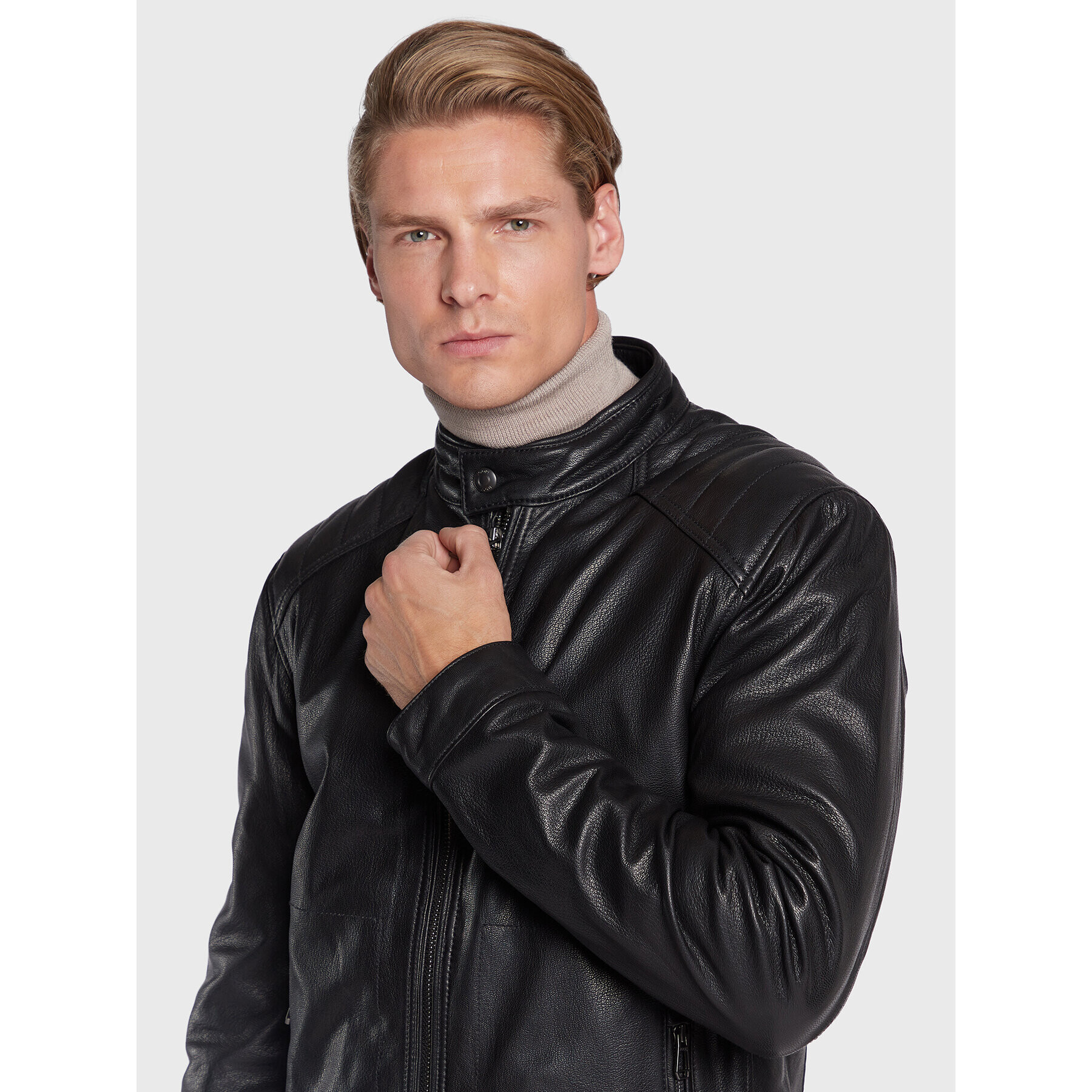 JOOP! Кожено яке Garth2_W 1500133 Черен Regular Fit - Pepit.bg