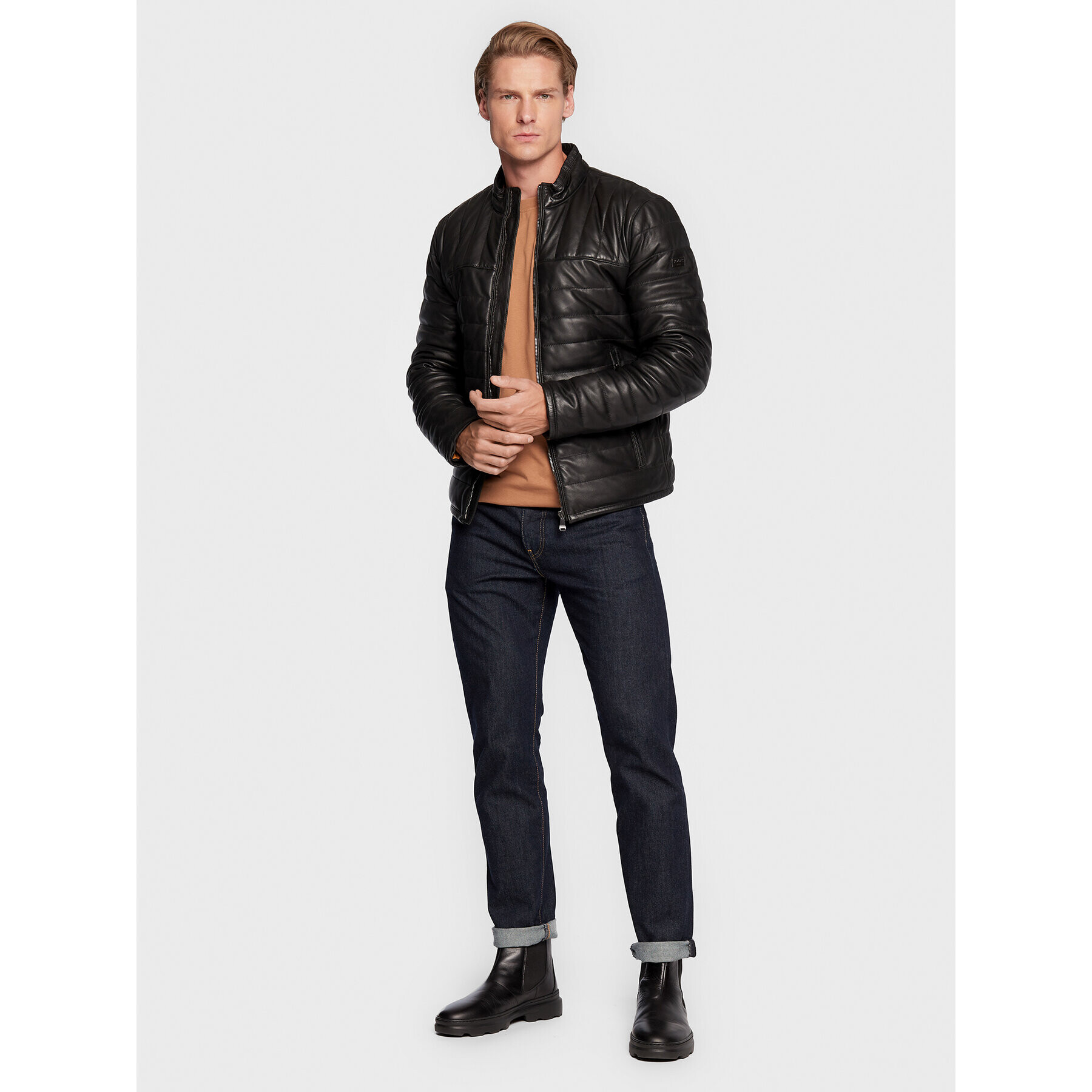 JOOP! Jeans Кожено яке Scott 2620013 Черен Regular Fit - Pepit.bg