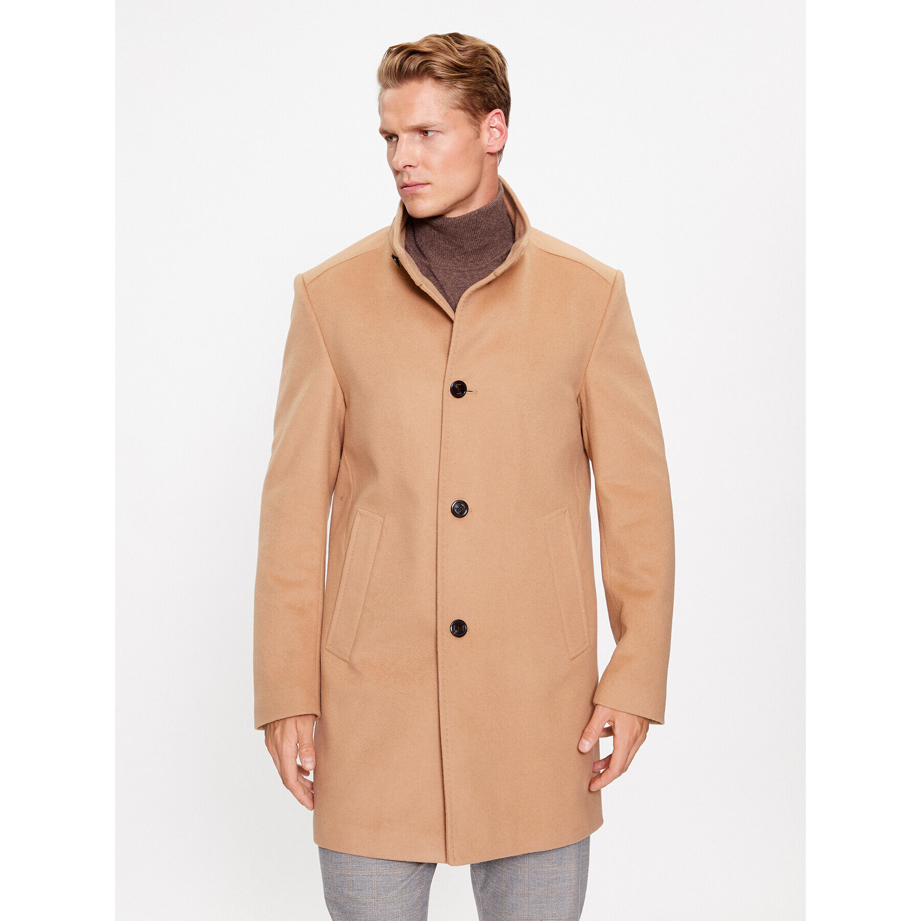 JOOP! Вълнено палто 30037689 Кафяв Regular Fit - Pepit.bg