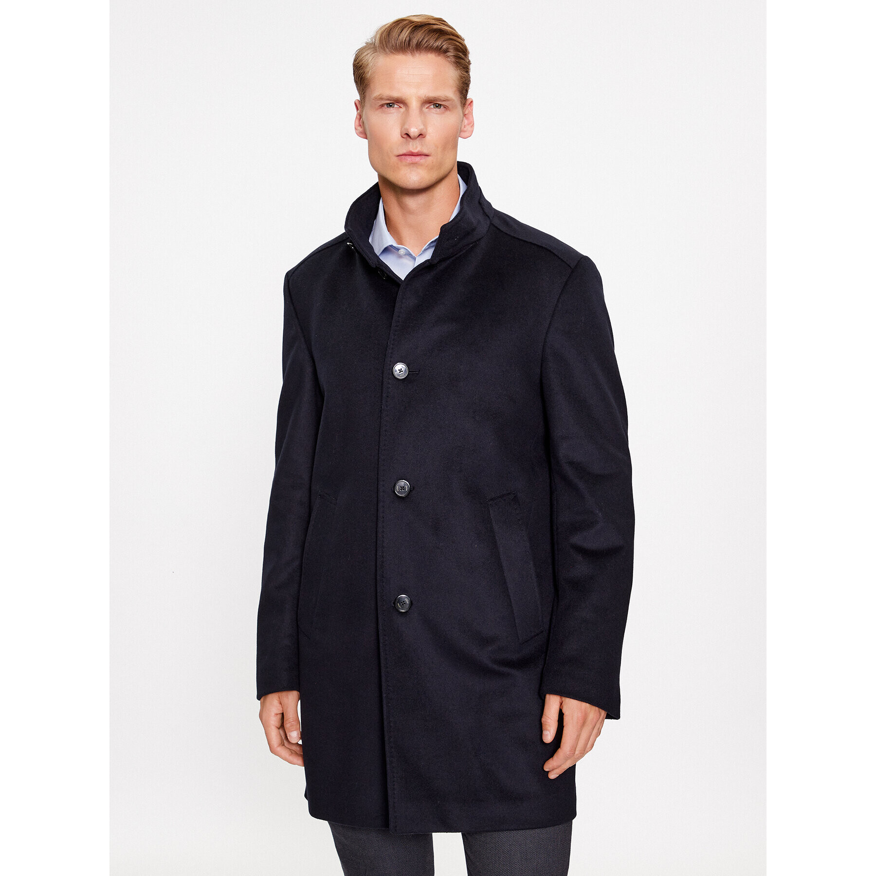 JOOP! Вълнено палто 30037689 Тъмносин Regular Fit - Pepit.bg