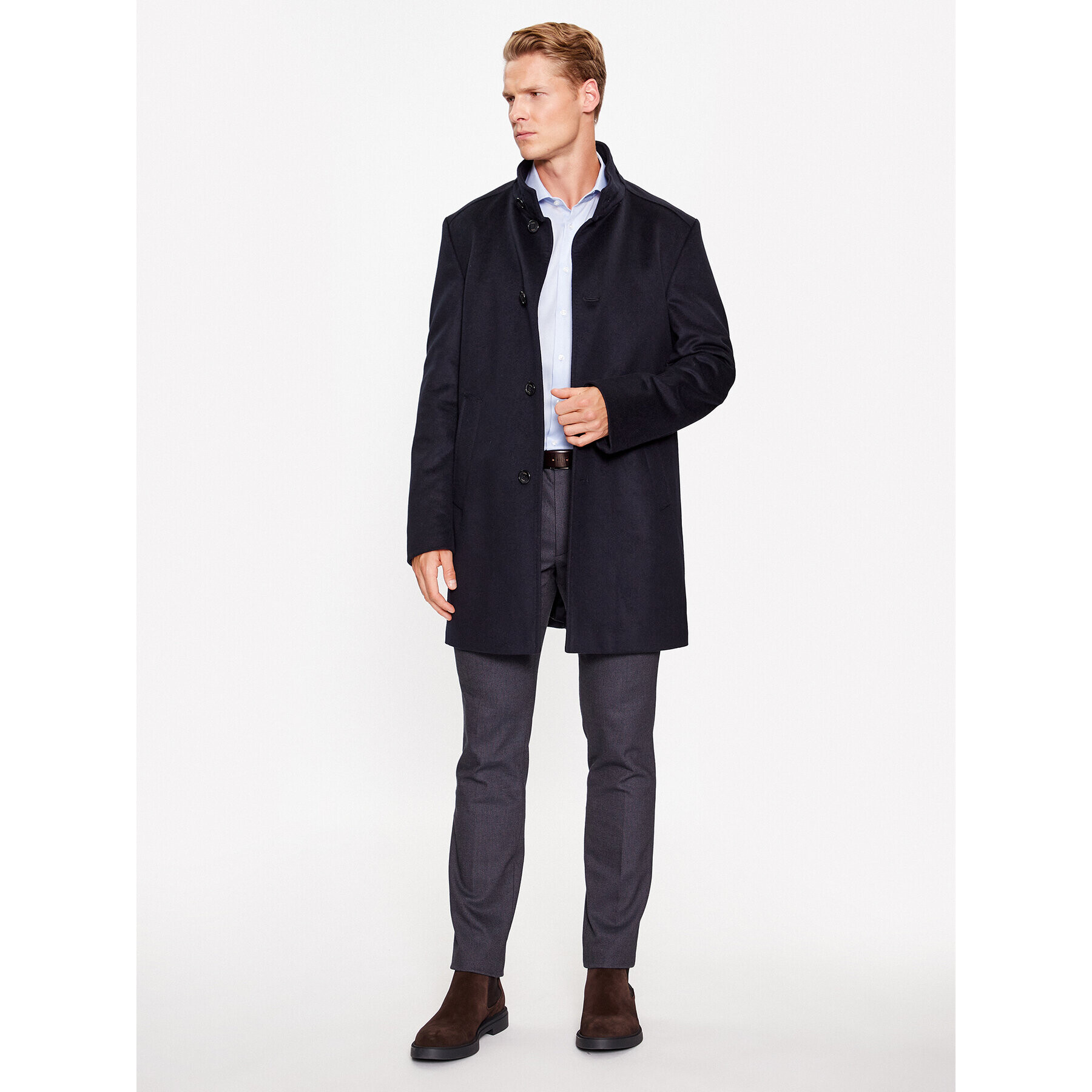 JOOP! Вълнено палто 30037689 Тъмносин Regular Fit - Pepit.bg