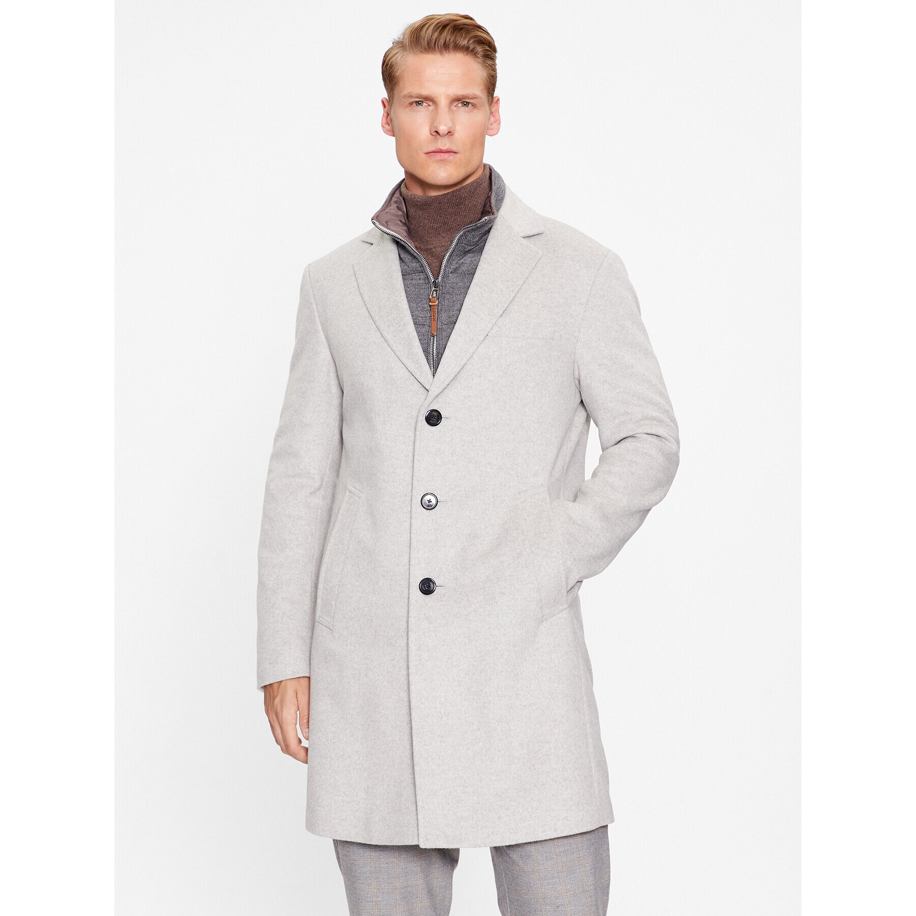 JOOP! Вълнено палто 30037691 Сив Regular Fit - Pepit.bg