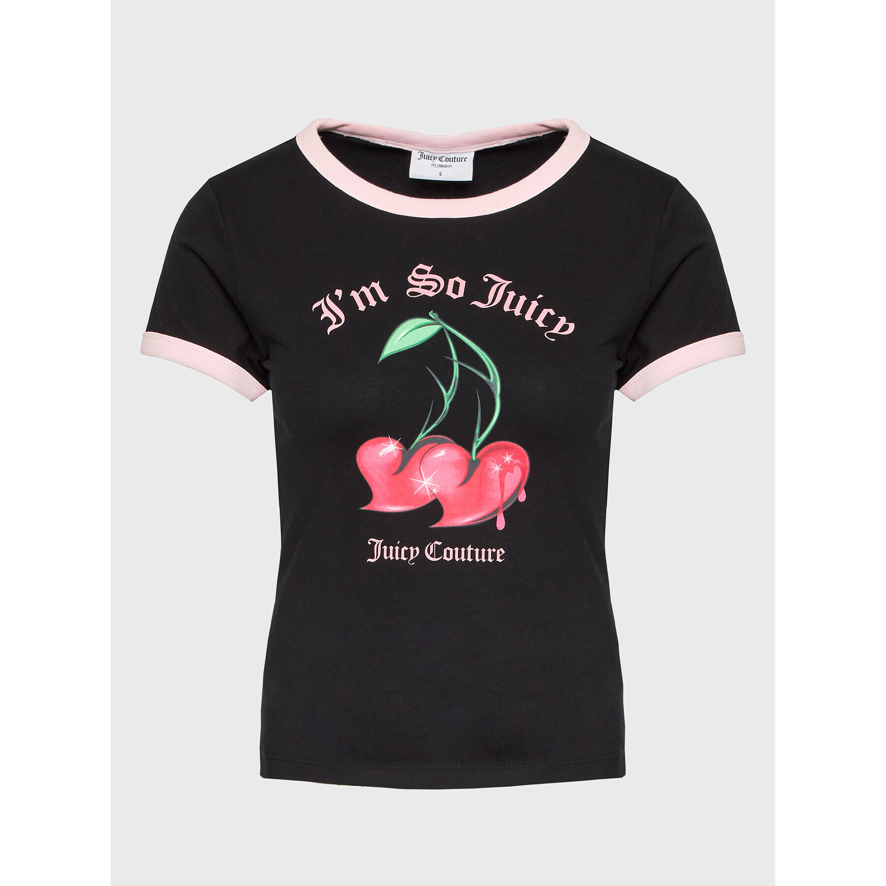 Juicy Couture Тишърт Cherry JCWCT123306 Черен Slim Fit - Pepit.bg