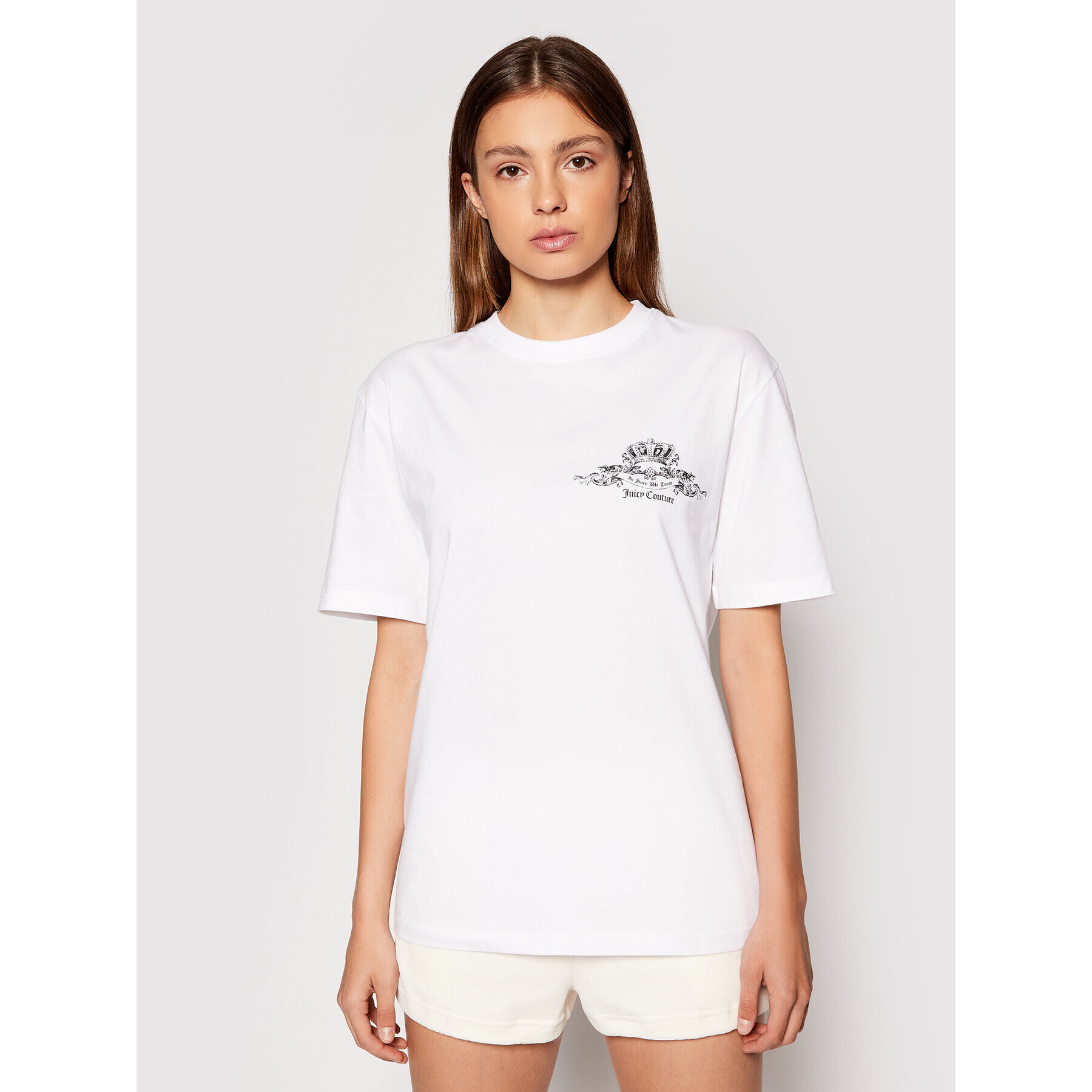 Juicy Couture Тишърт Crest Tee JCWC121085 Бял Regular Fit - Pepit.bg