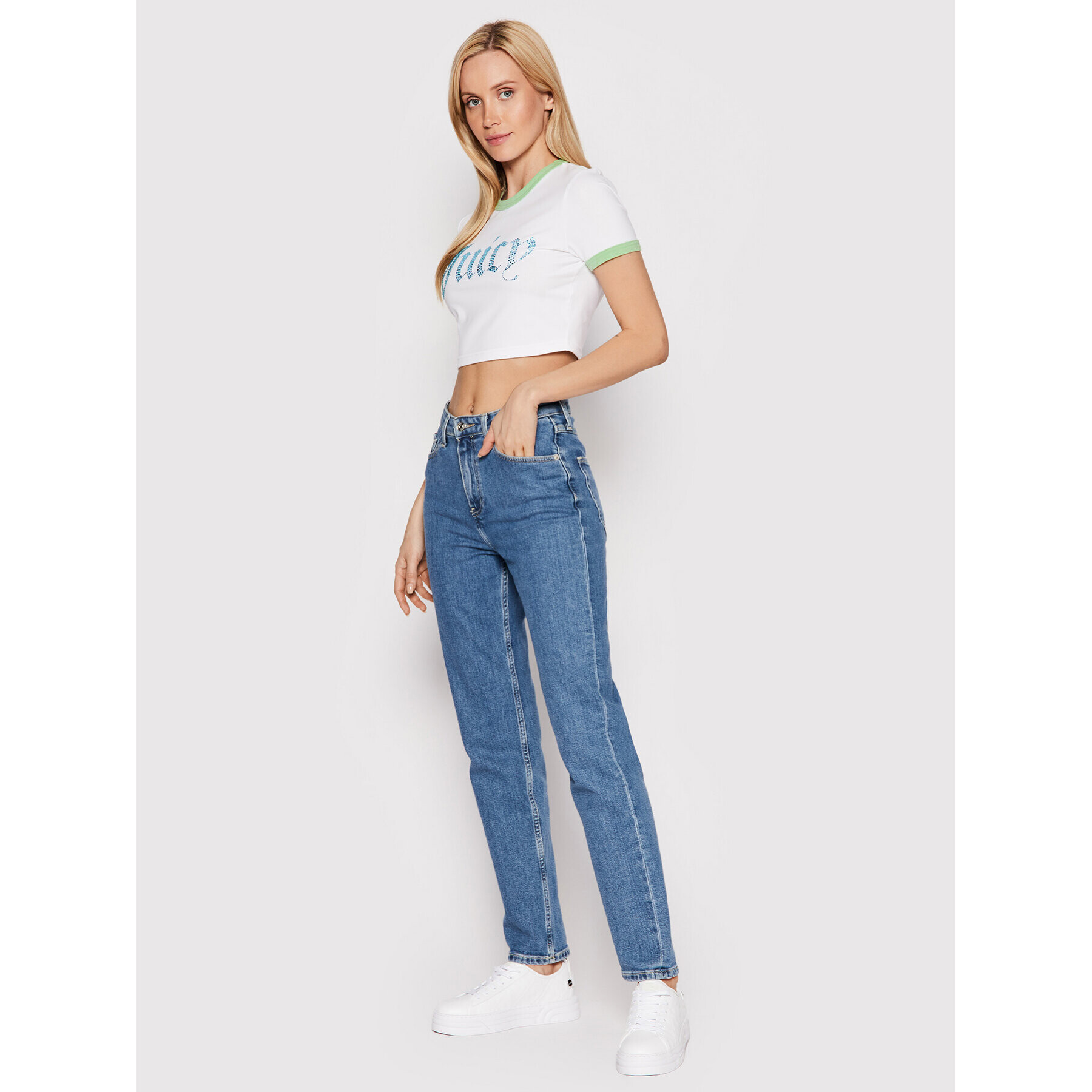 Juicy Couture Тишърт Ringer JCWS122080 Бял Slim Fit - Pepit.bg