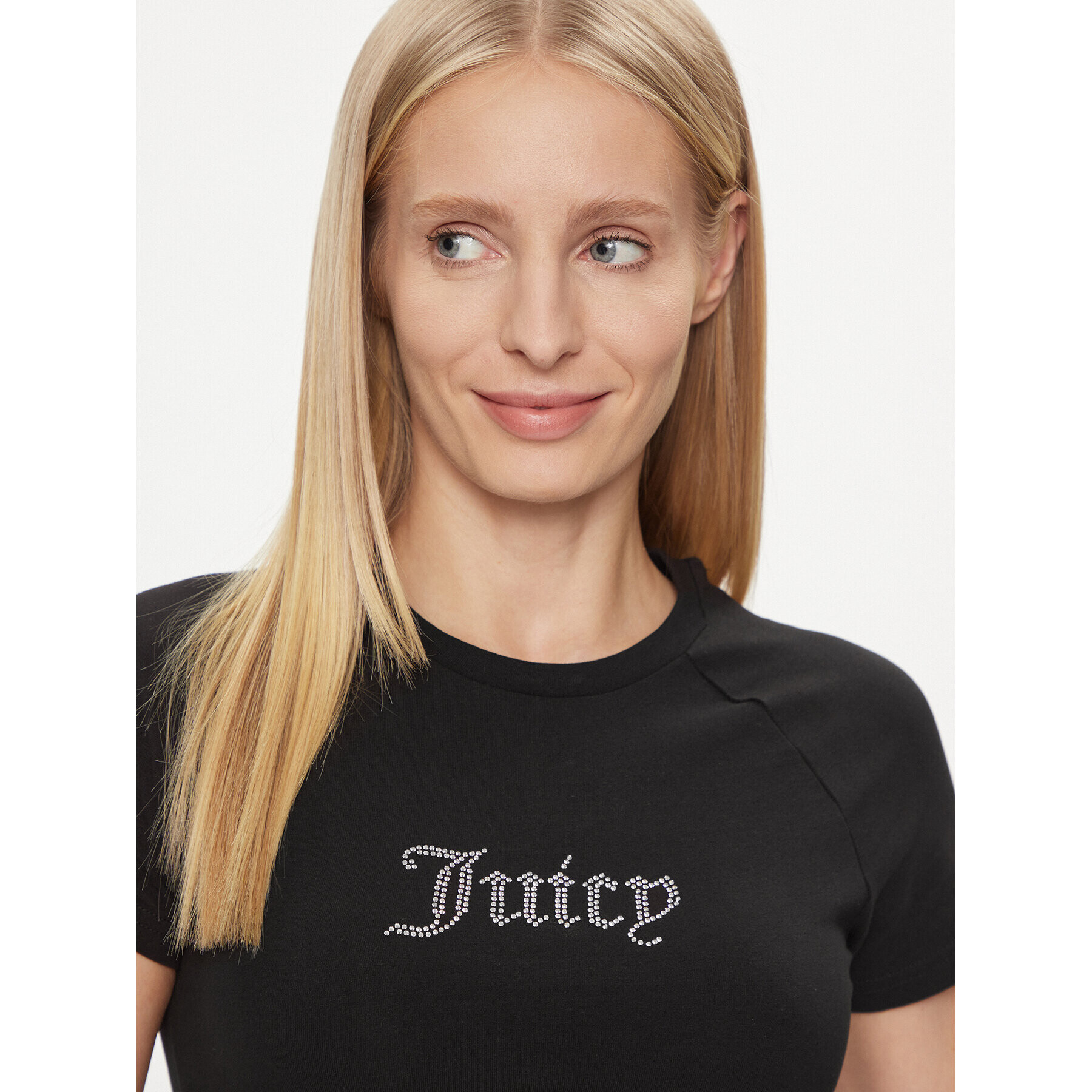 Juicy Couture Тишърт Shrunken Diamante JCMCT223257 Черен Slim Fit - Pepit.bg