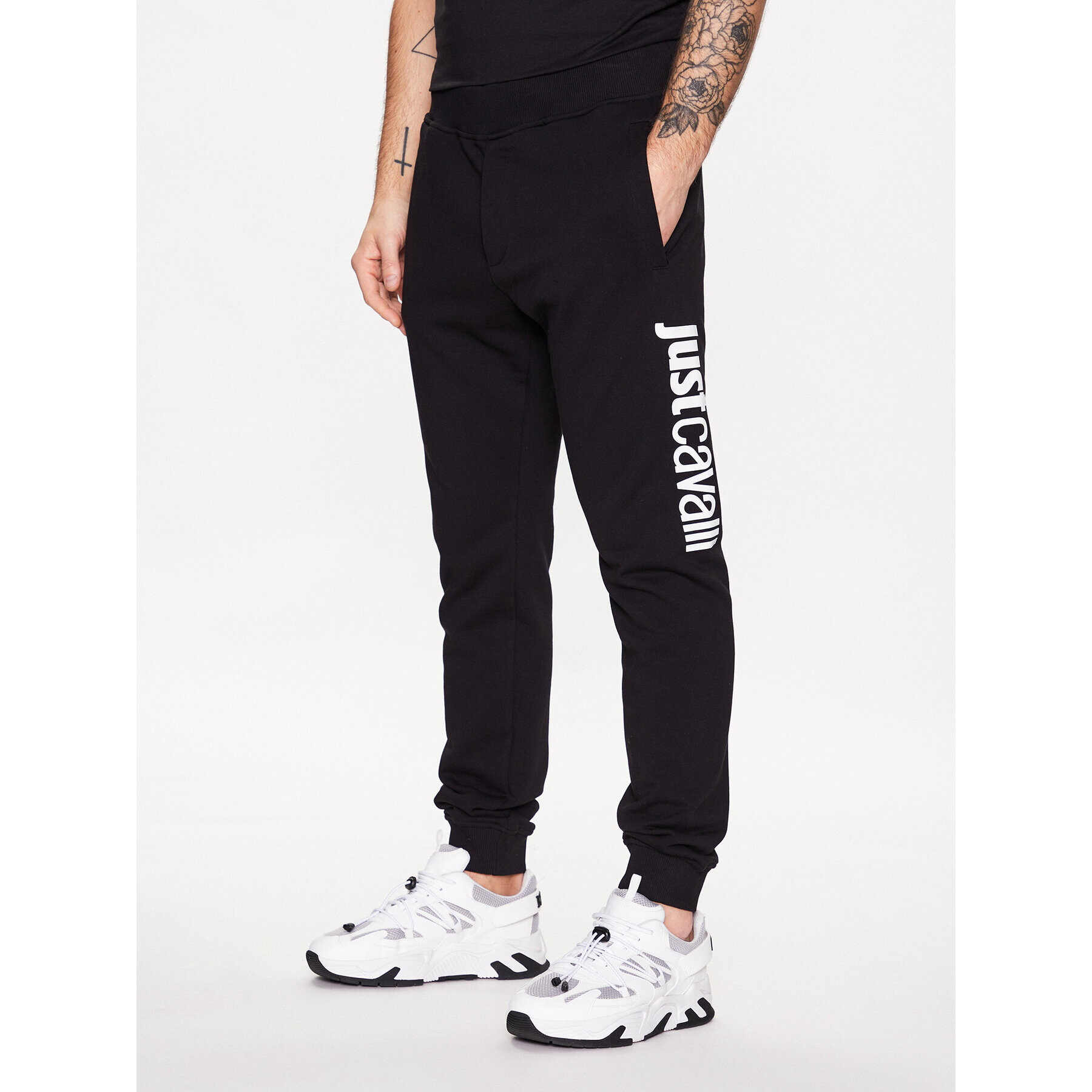 Just Cavalli Долнище анцуг 74OBAG00 Черен Regular Fit - Pepit.bg
