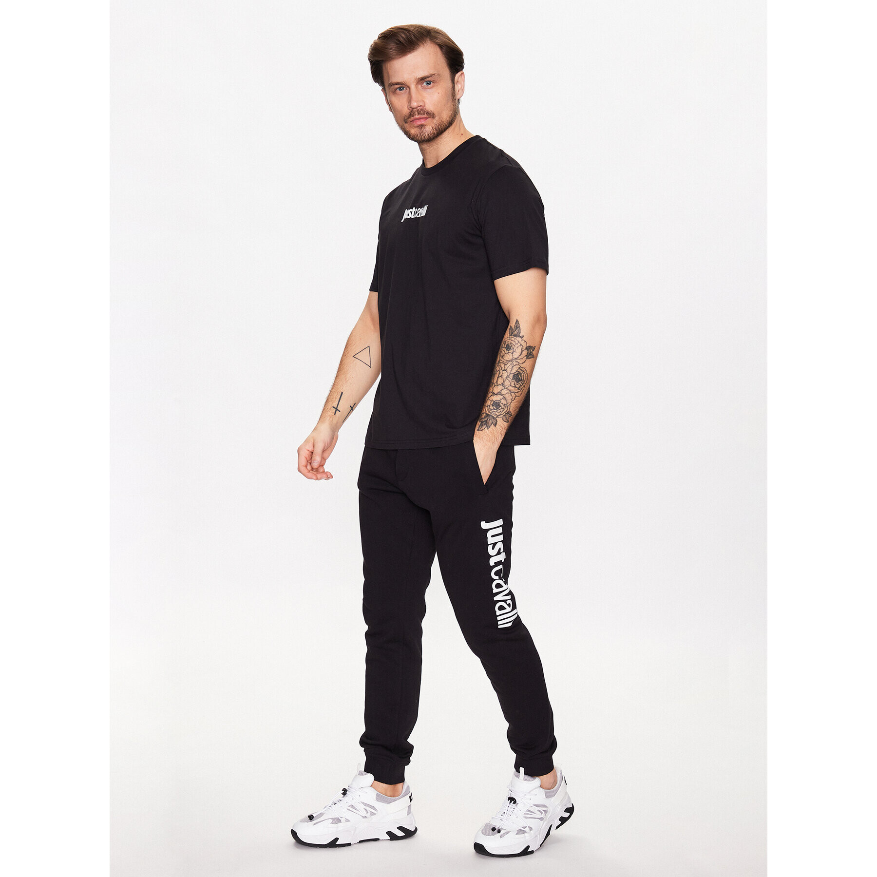 Just Cavalli Долнище анцуг 74OBAG00 Черен Regular Fit - Pepit.bg