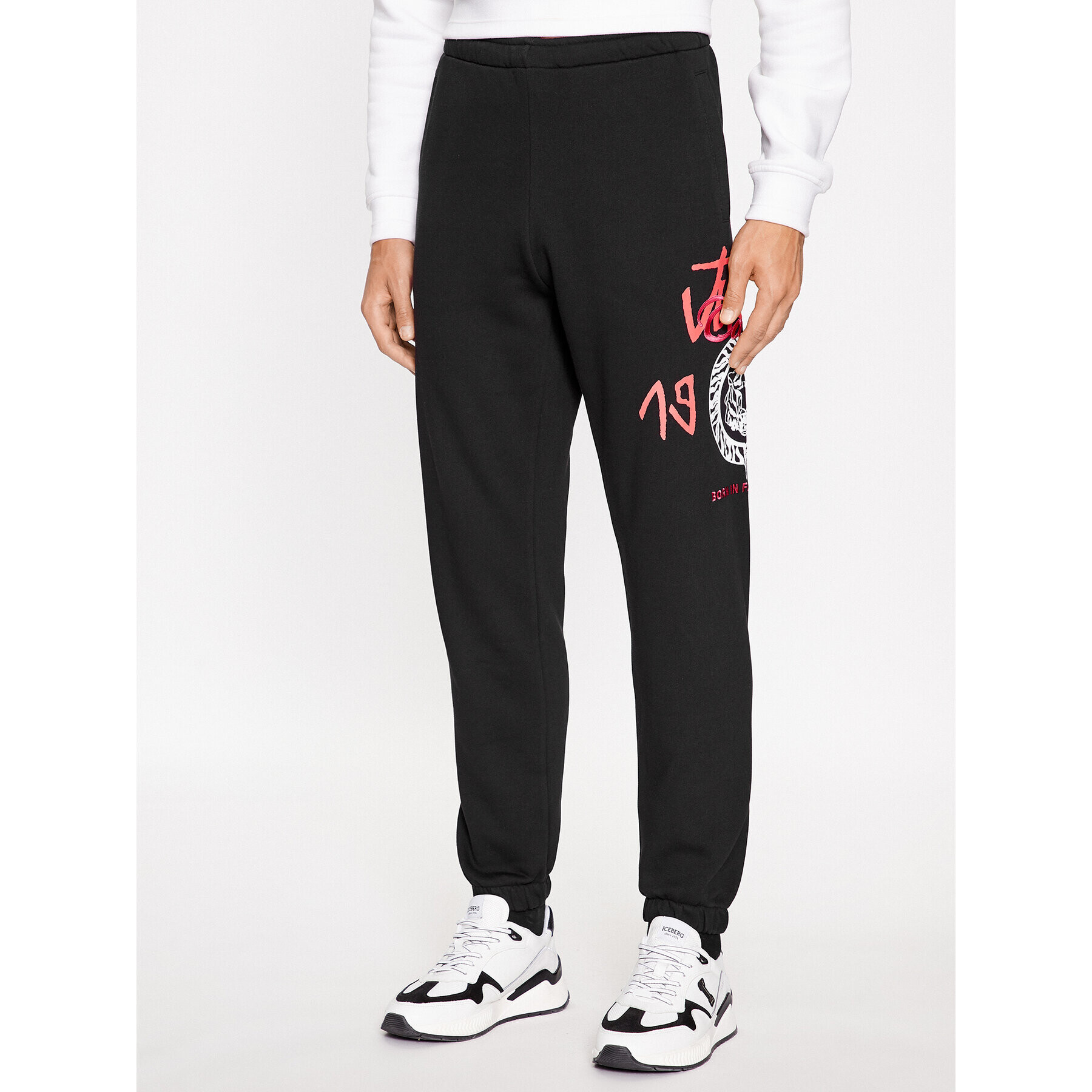 Just Cavalli Долнище анцуг 75OAAI01 Черен Regular Fit - Pepit.bg