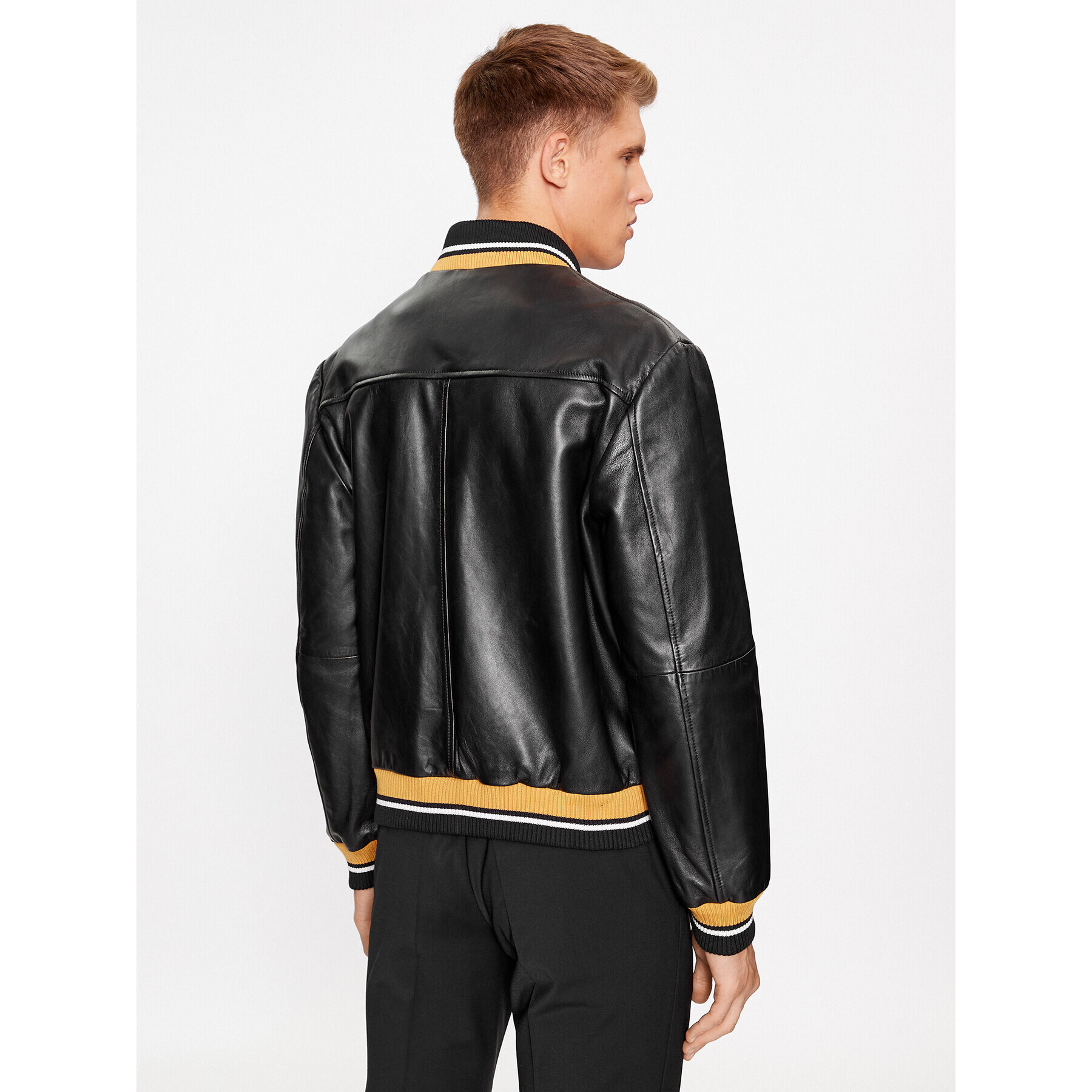 Just Cavalli Кожено яке 75OAVP01 Черен Regular Fit - Pepit.bg