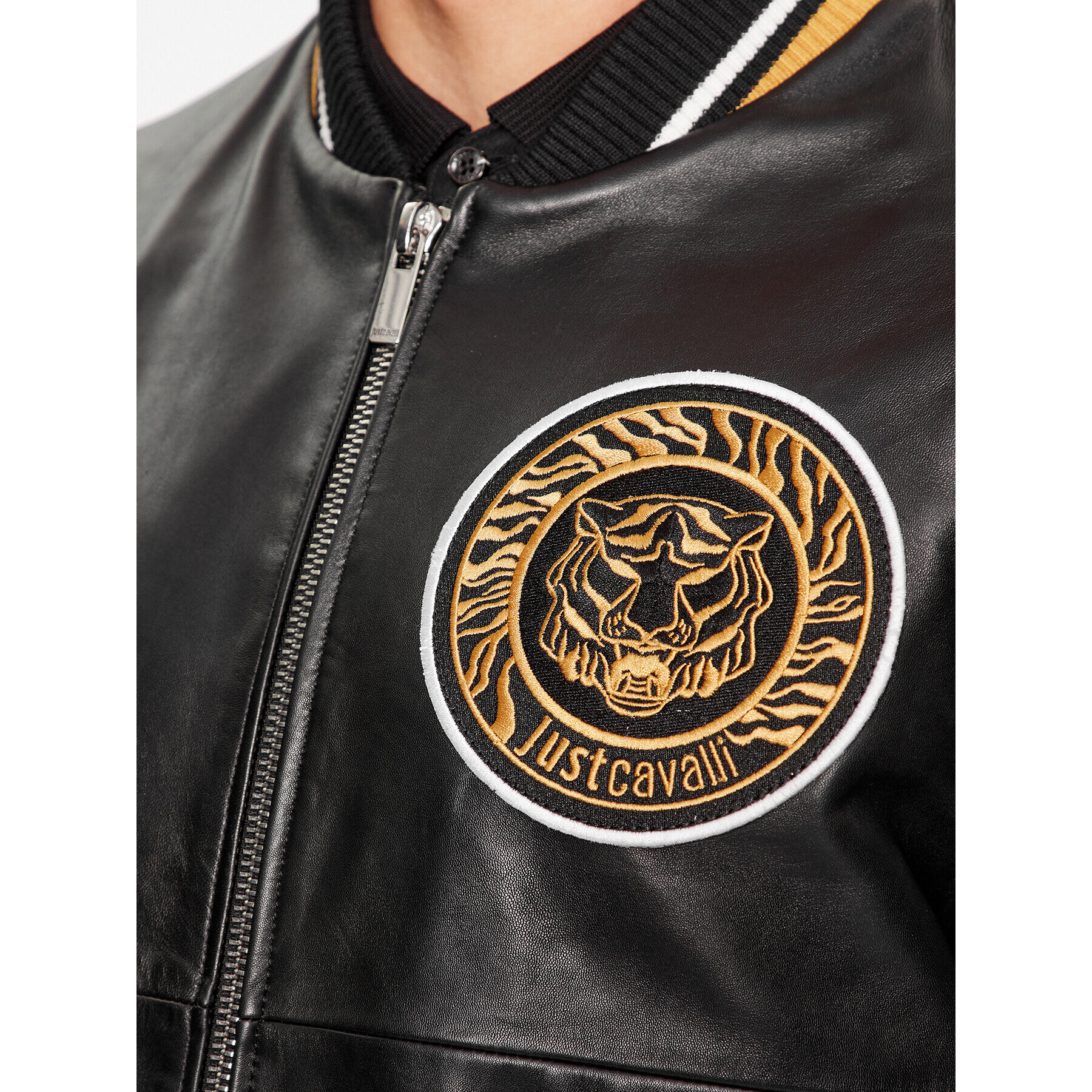 Just Cavalli Кожено яке 75OAVP01 Черен Regular Fit - Pepit.bg