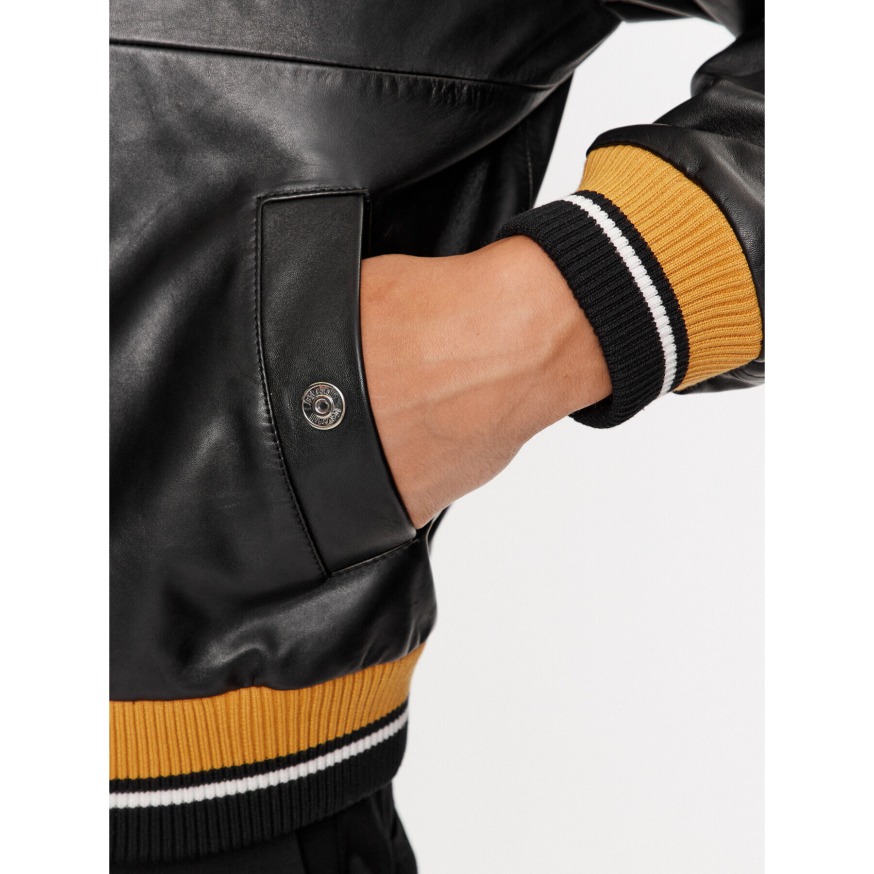 Just Cavalli Кожено яке 75OAVP01 Черен Regular Fit - Pepit.bg