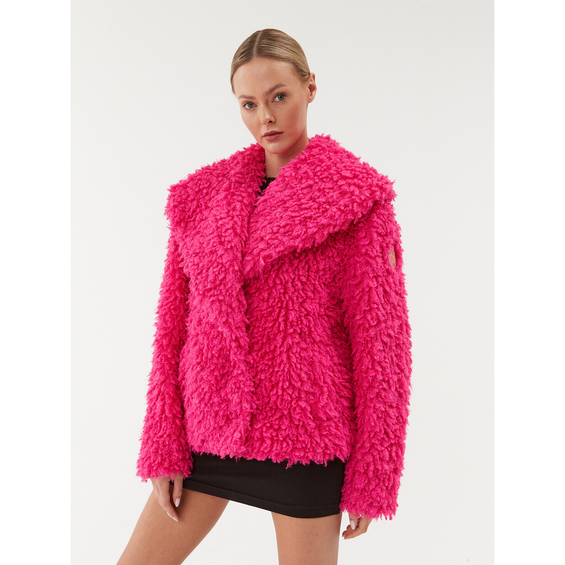 Just Cavalli Кожено палто 75PAS420 Розов Regular Fit - Pepit.bg