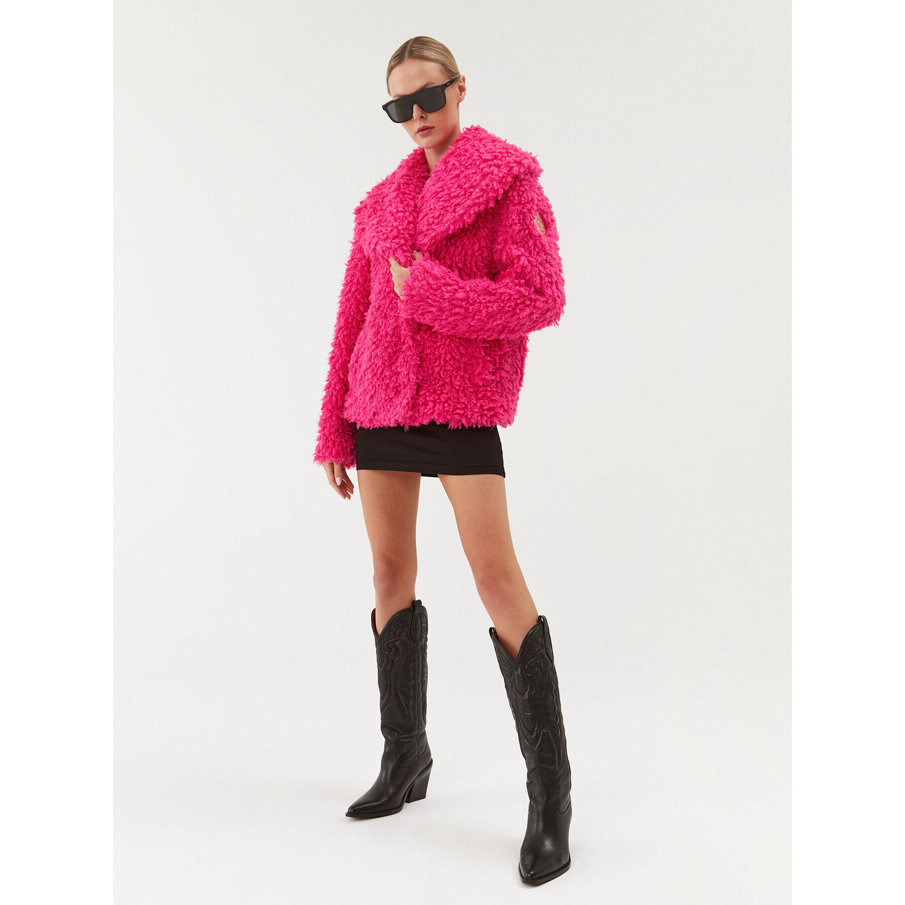 Just Cavalli Кожено палто 75PAS420 Розов Regular Fit - Pepit.bg