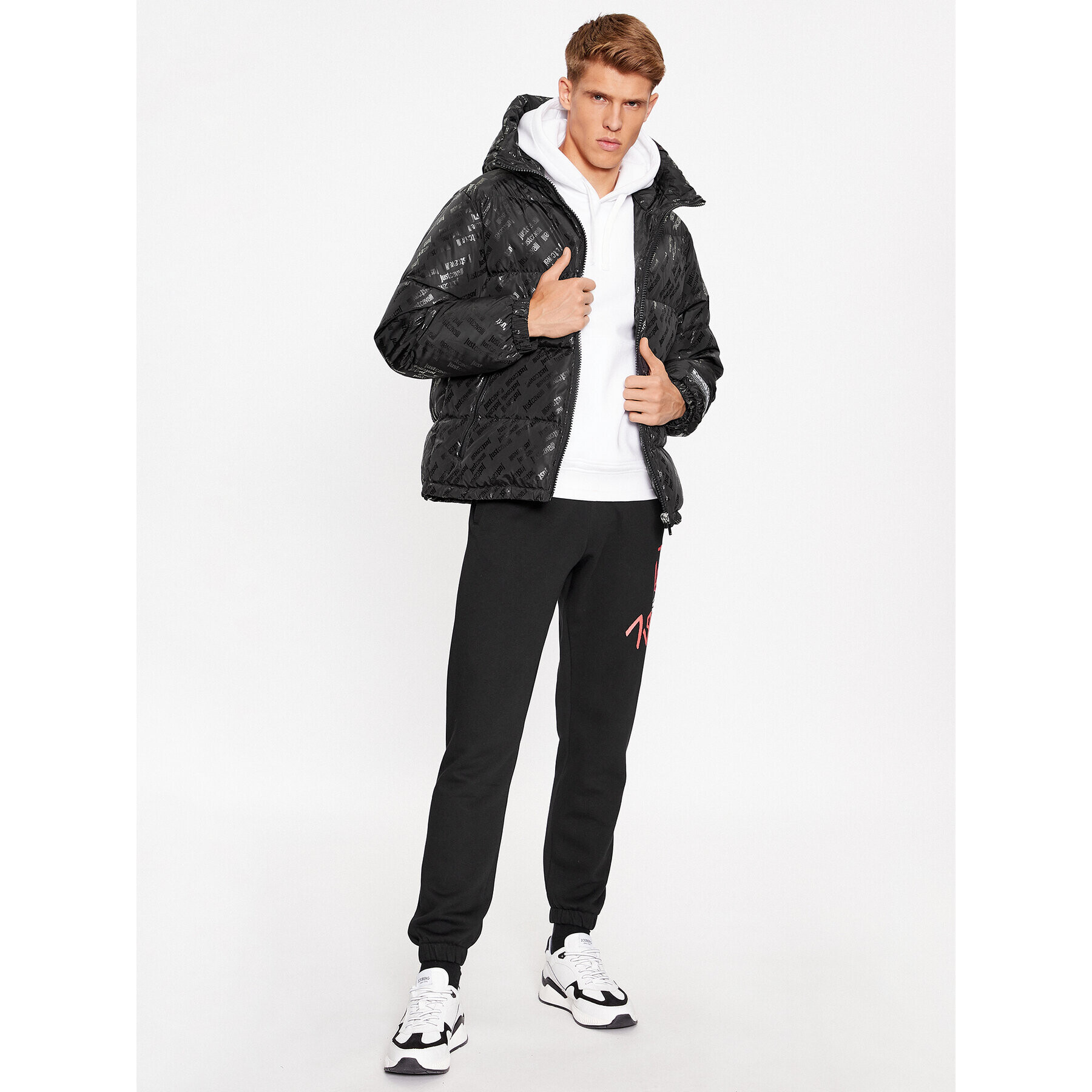 Just Cavalli Пухено яке 75OAUD16 Черен Regular Fit - Pepit.bg