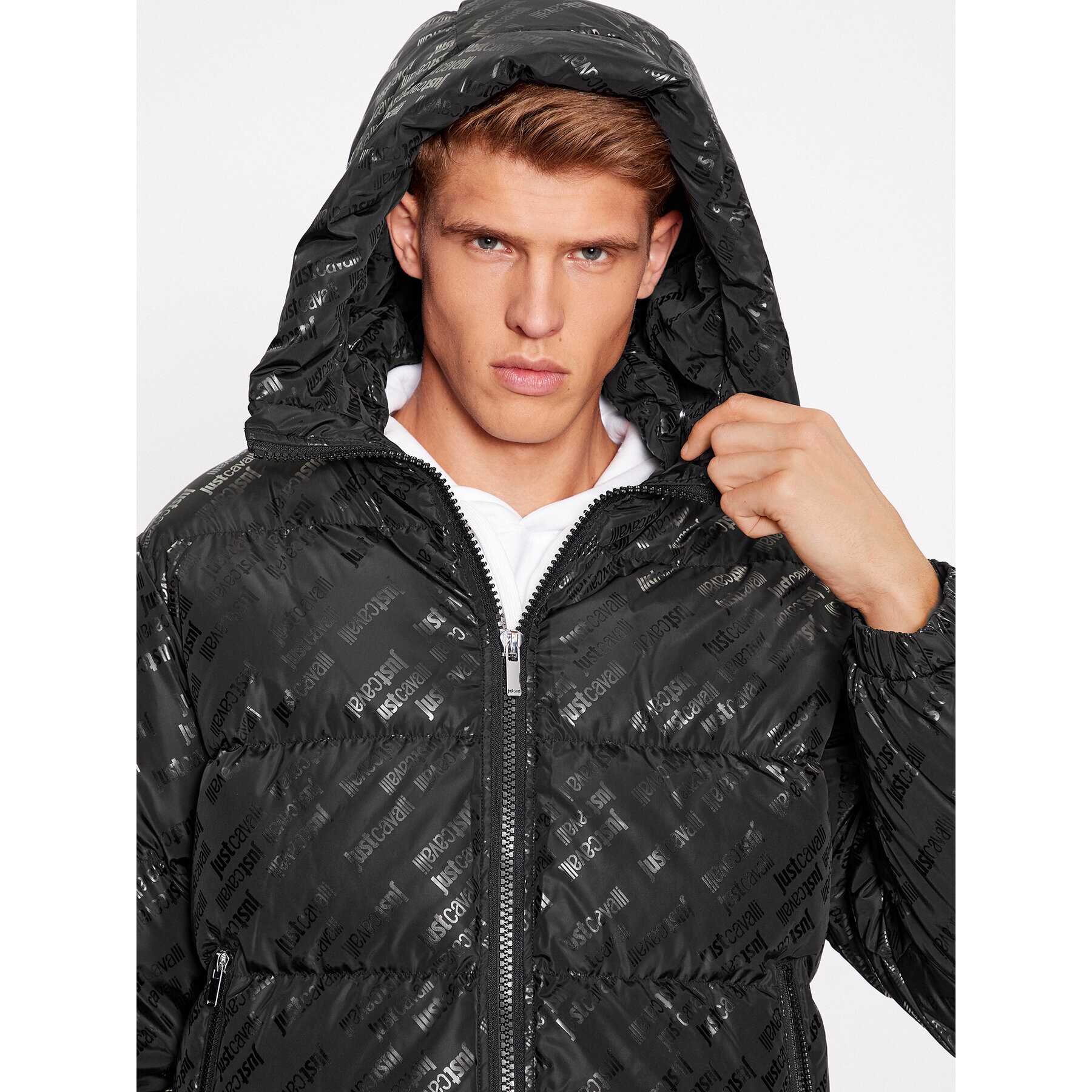 Just Cavalli Пухено яке 75OAUD16 Черен Regular Fit - Pepit.bg