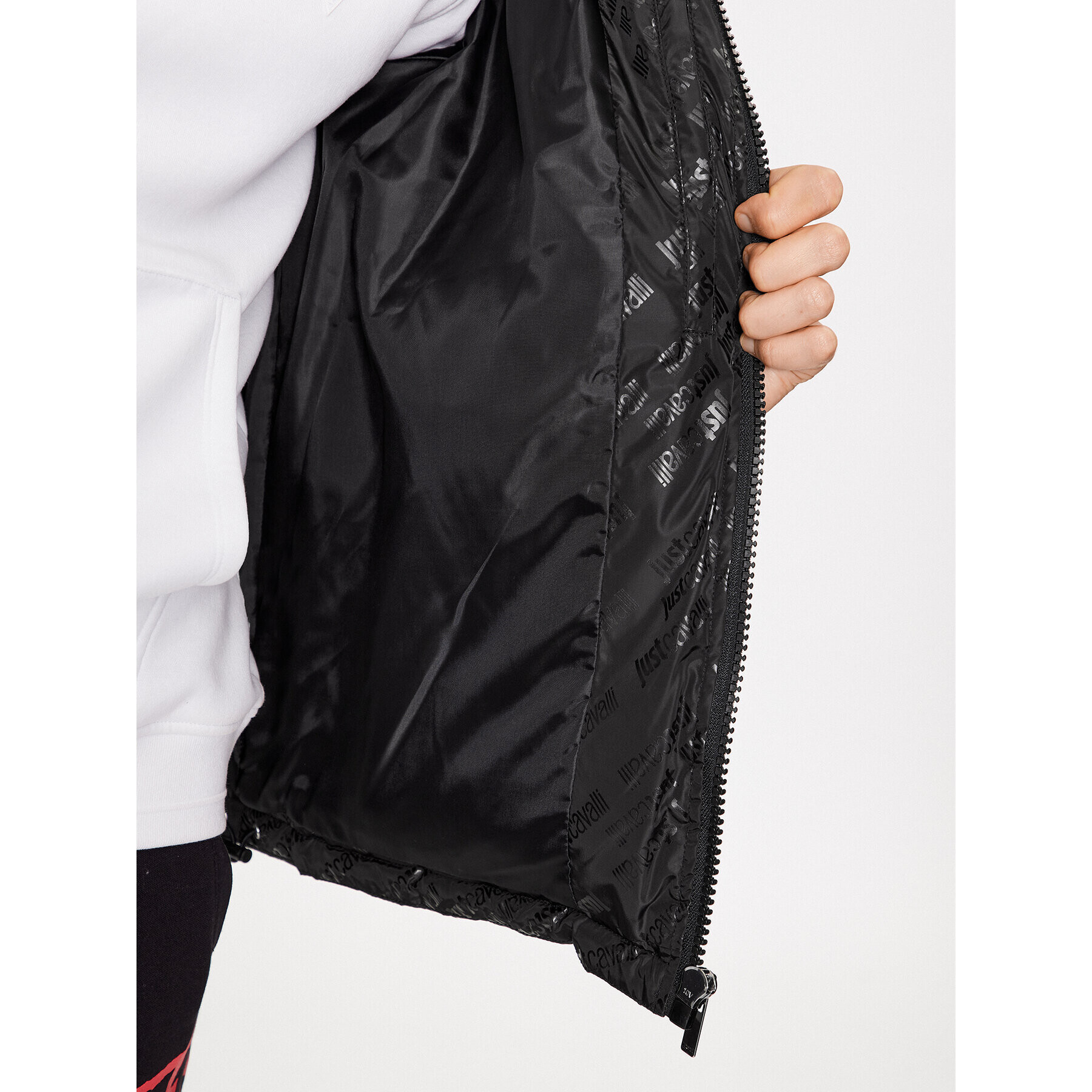 Just Cavalli Пухено яке 75OAUD16 Черен Regular Fit - Pepit.bg