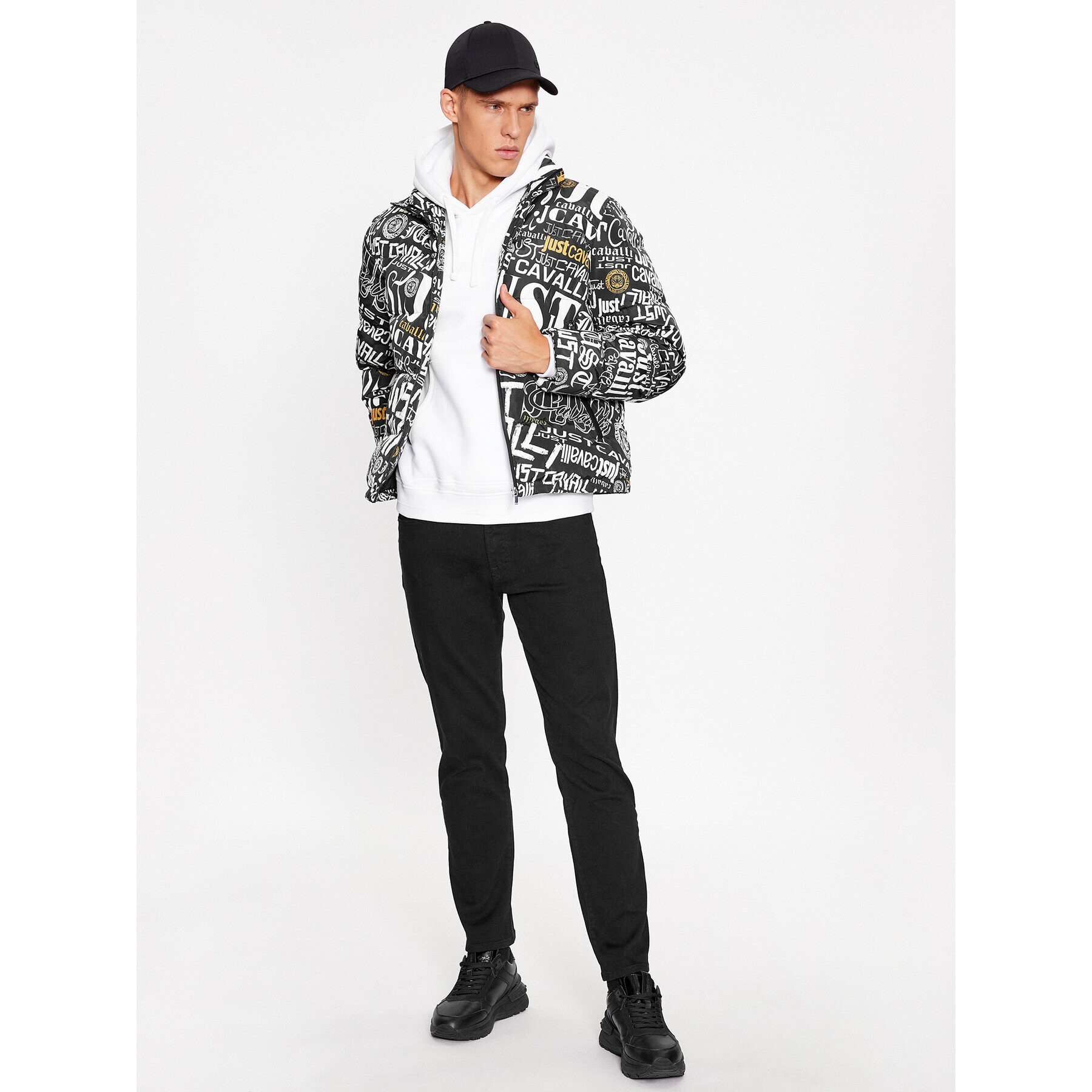Just Cavalli Пухено яке 75OAUD18 Черен Regular Fit - Pepit.bg