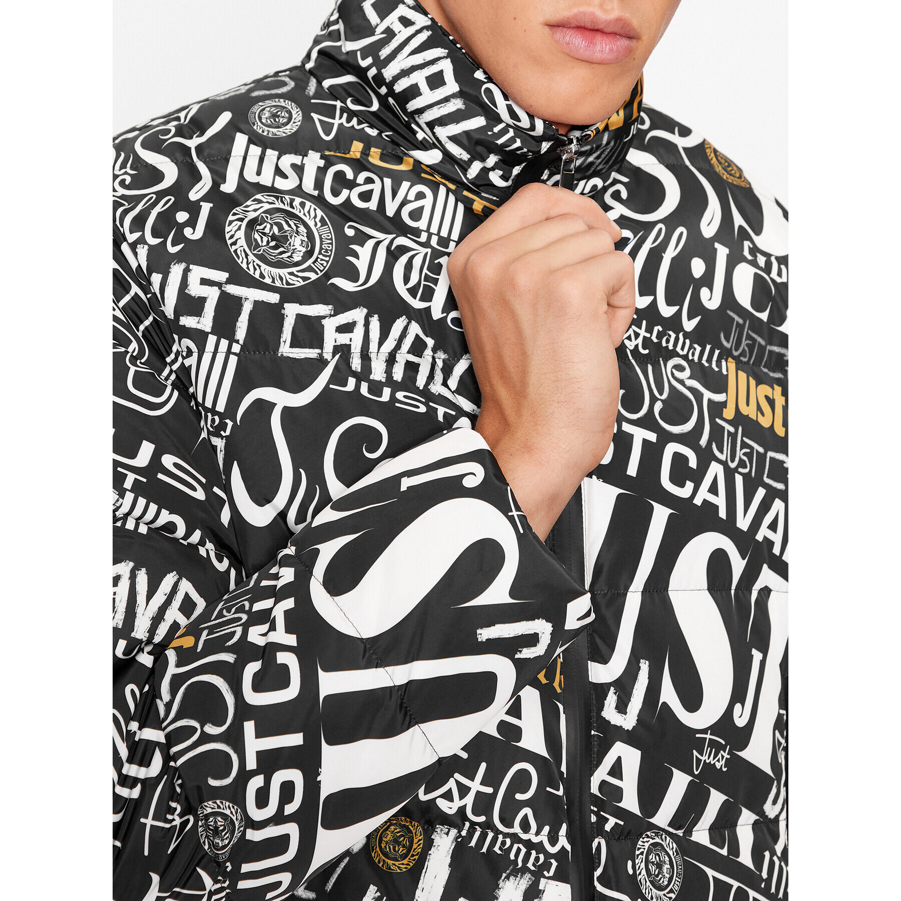 Just Cavalli Пухено яке 75OAUD18 Черен Regular Fit - Pepit.bg