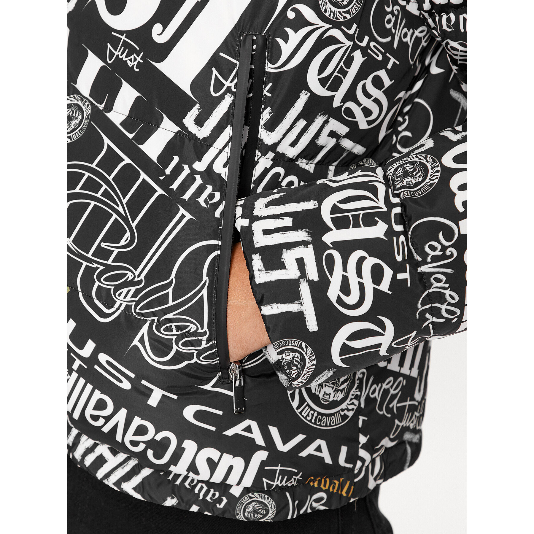Just Cavalli Пухено яке 75OAUD18 Черен Regular Fit - Pepit.bg