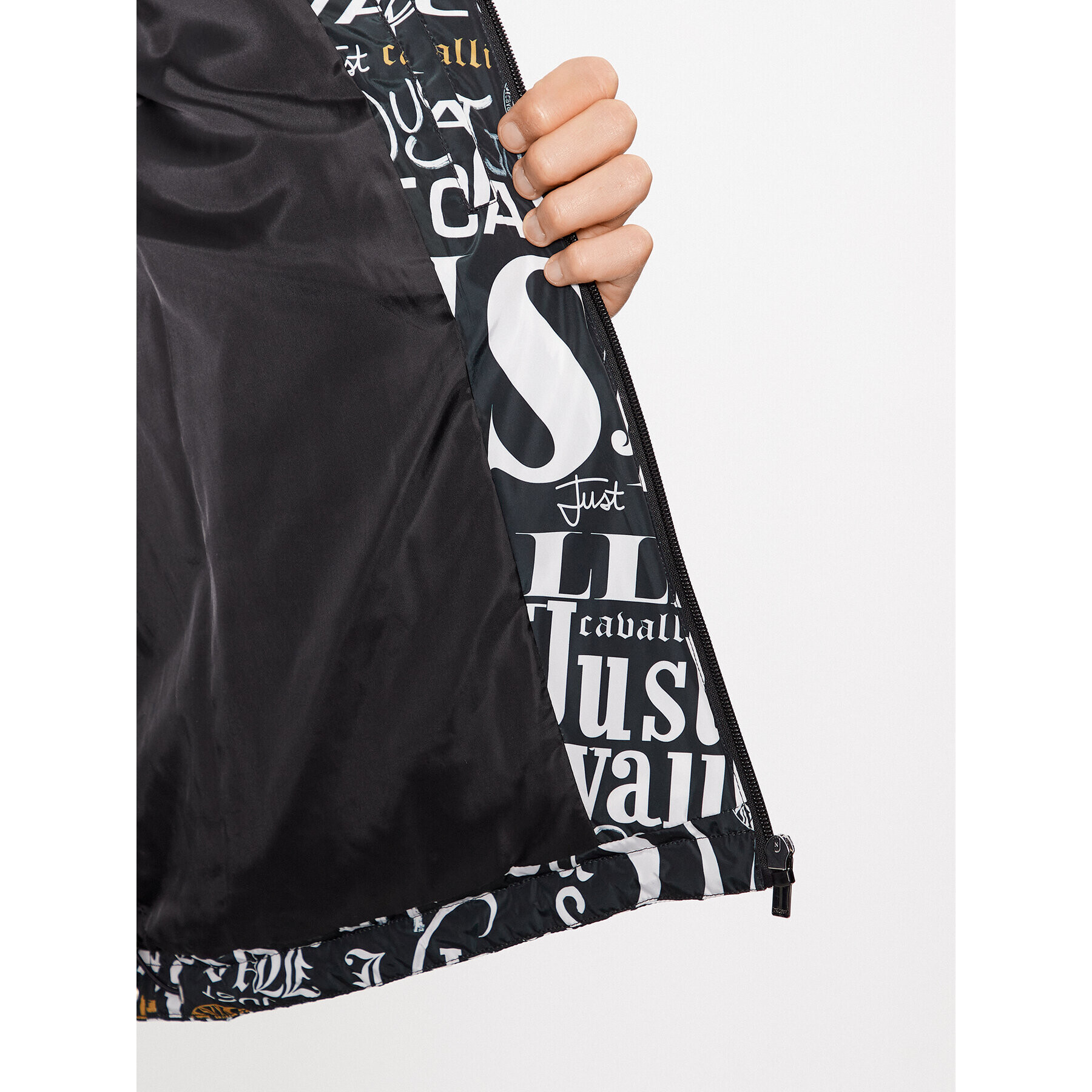 Just Cavalli Пухено яке 75OAUD18 Черен Regular Fit - Pepit.bg