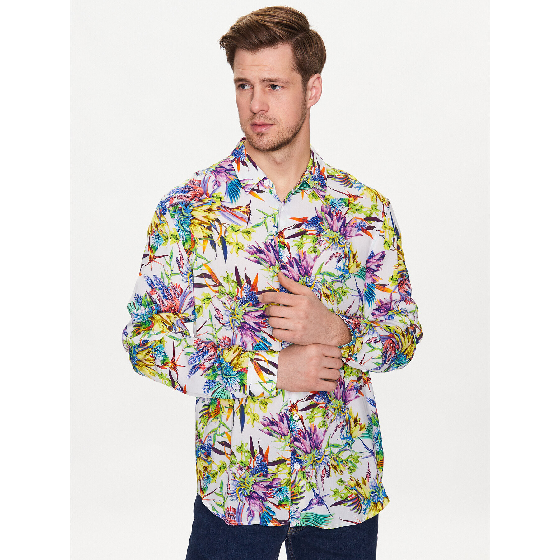 Just Cavalli Риза 74OBL2S2 Бял Regular Fit - Pepit.bg