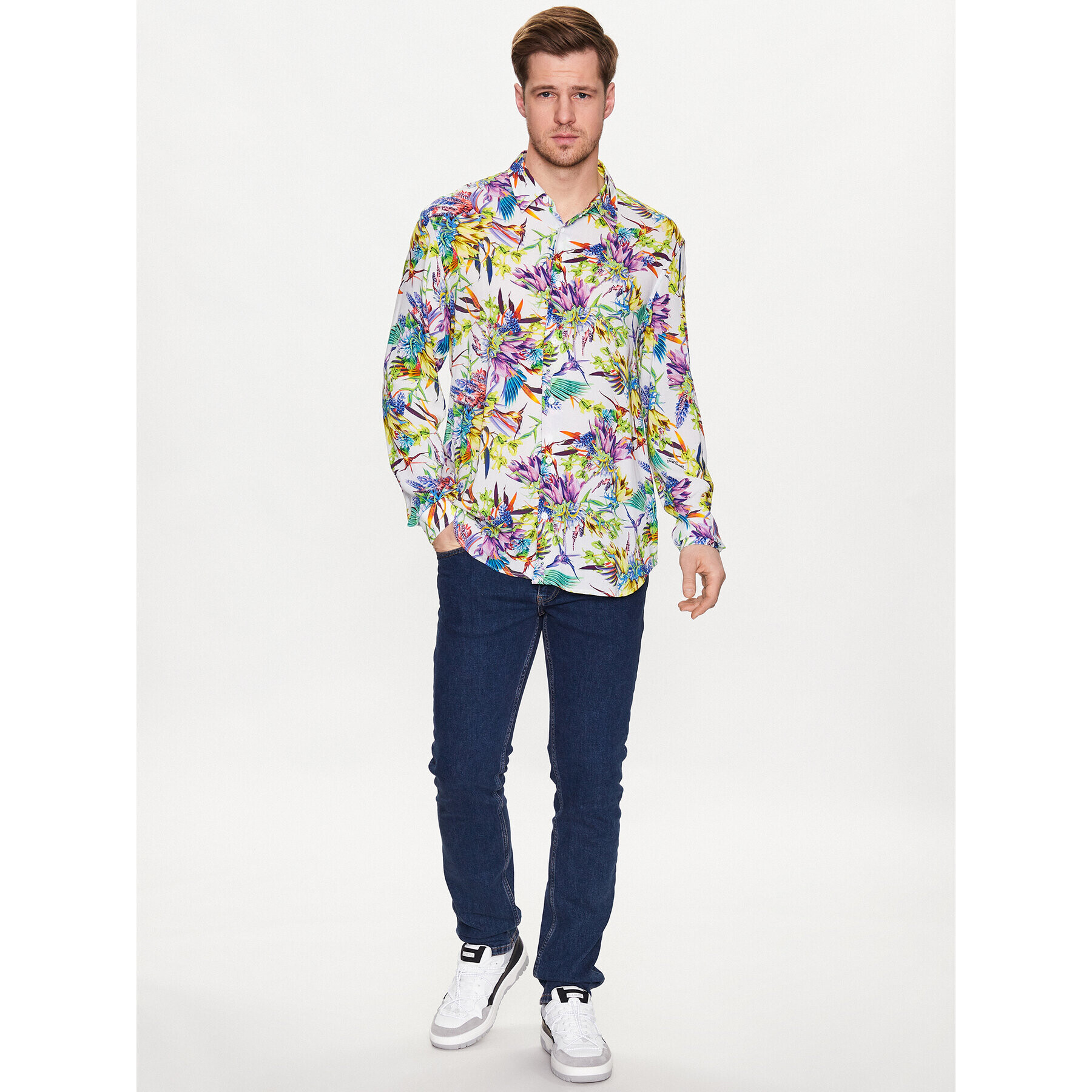 Just Cavalli Риза 74OBL2S2 Бял Regular Fit - Pepit.bg