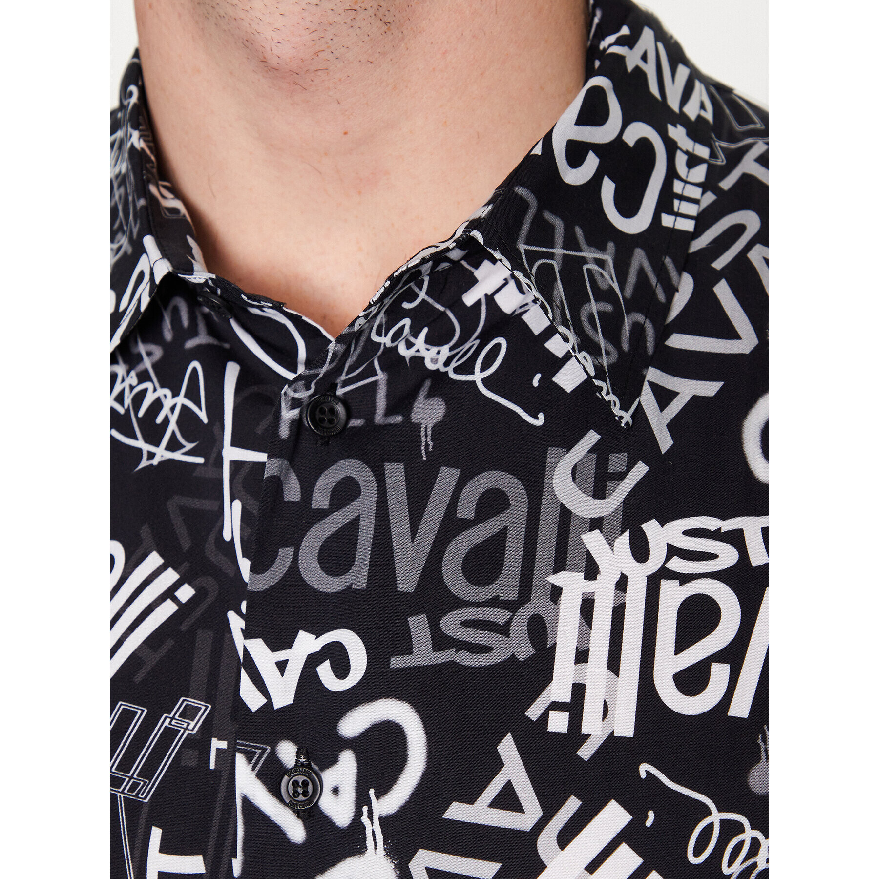Just Cavalli Риза 74OBL2S3 Черен Regular Fit - Pepit.bg