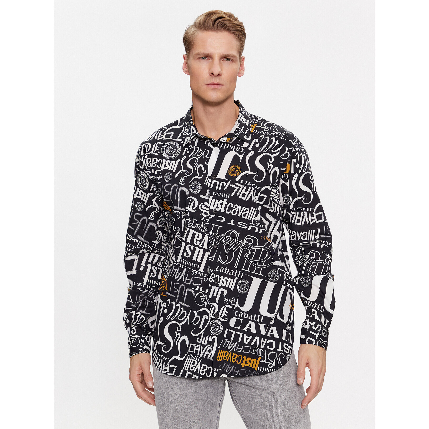 Just Cavalli Риза 75OAL2S0 Черен Slim Fit - Pepit.bg