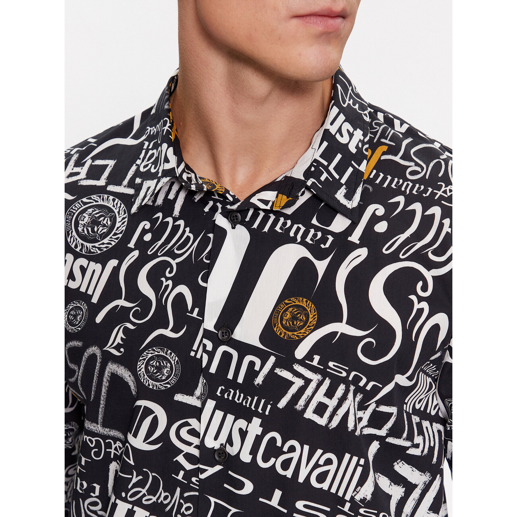 Just Cavalli Риза 75OAL2S0 Черен Slim Fit - Pepit.bg