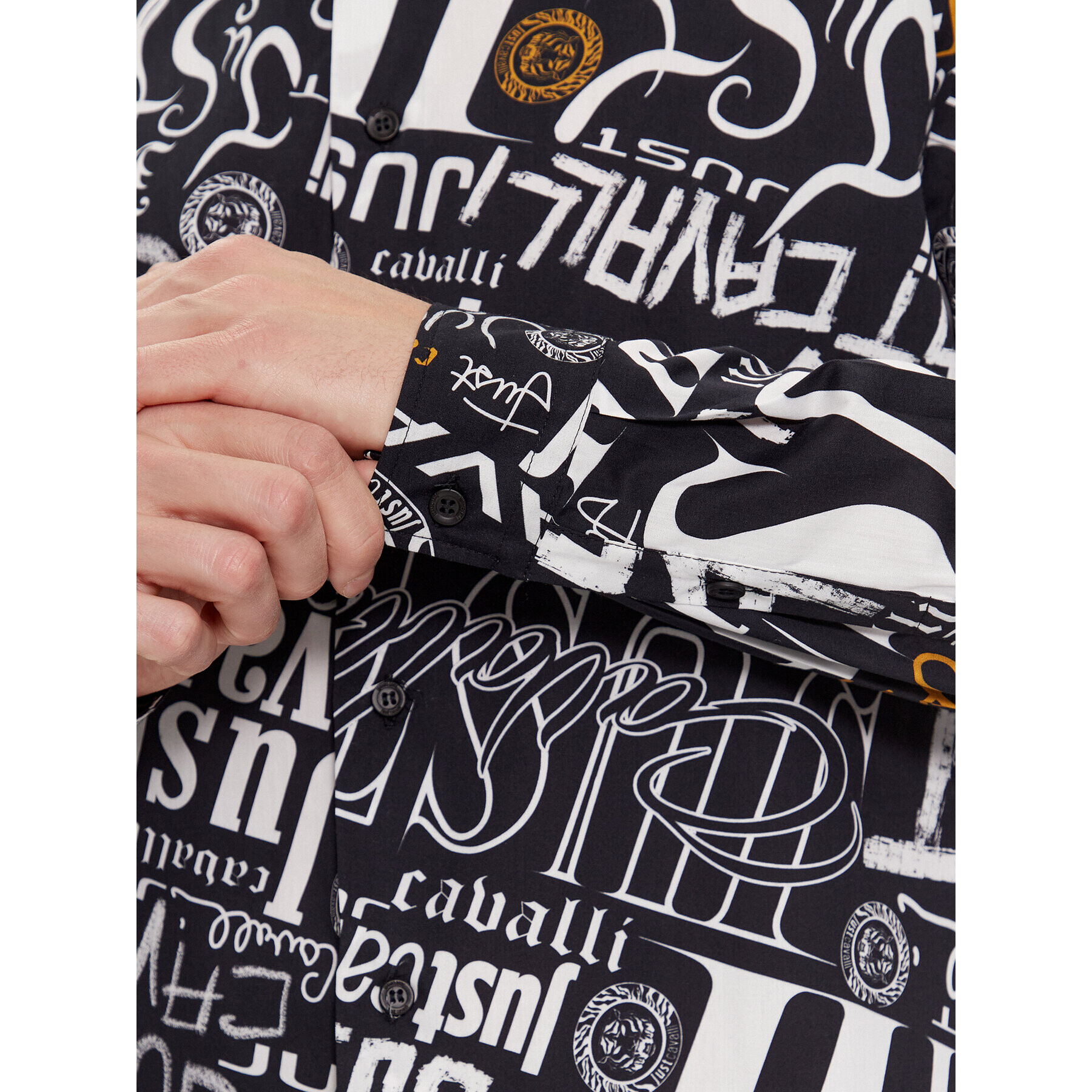 Just Cavalli Риза 75OAL2S0 Черен Slim Fit - Pepit.bg