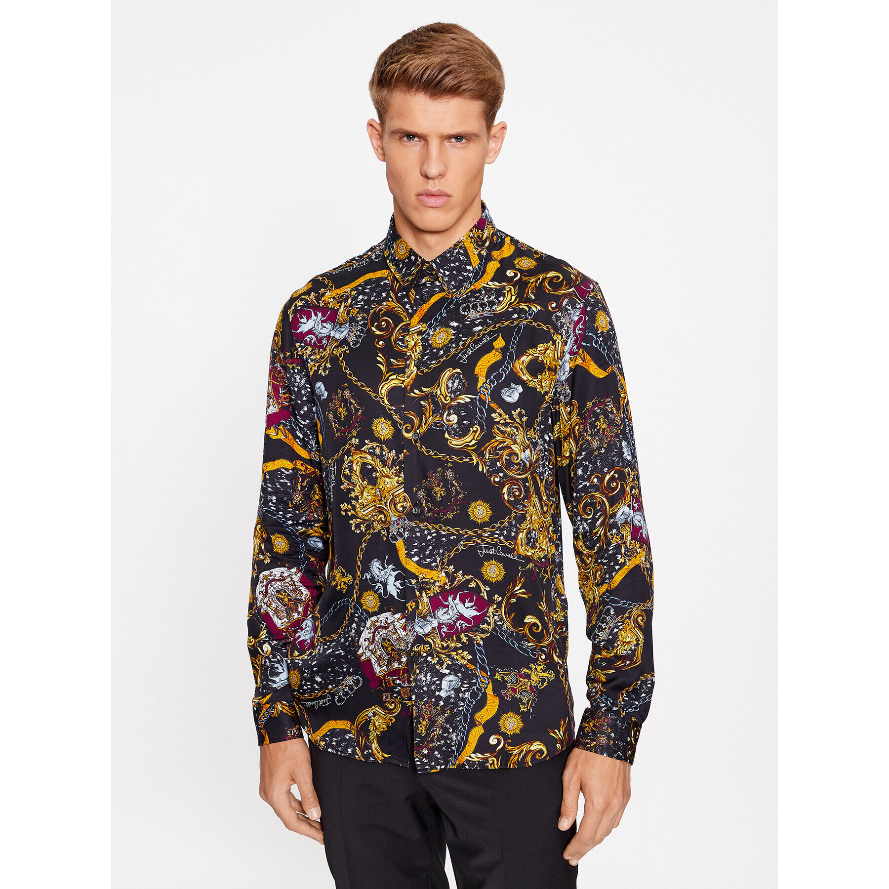 Just Cavalli Риза 75OAL2S1 Черен Regular Fit - Pepit.bg