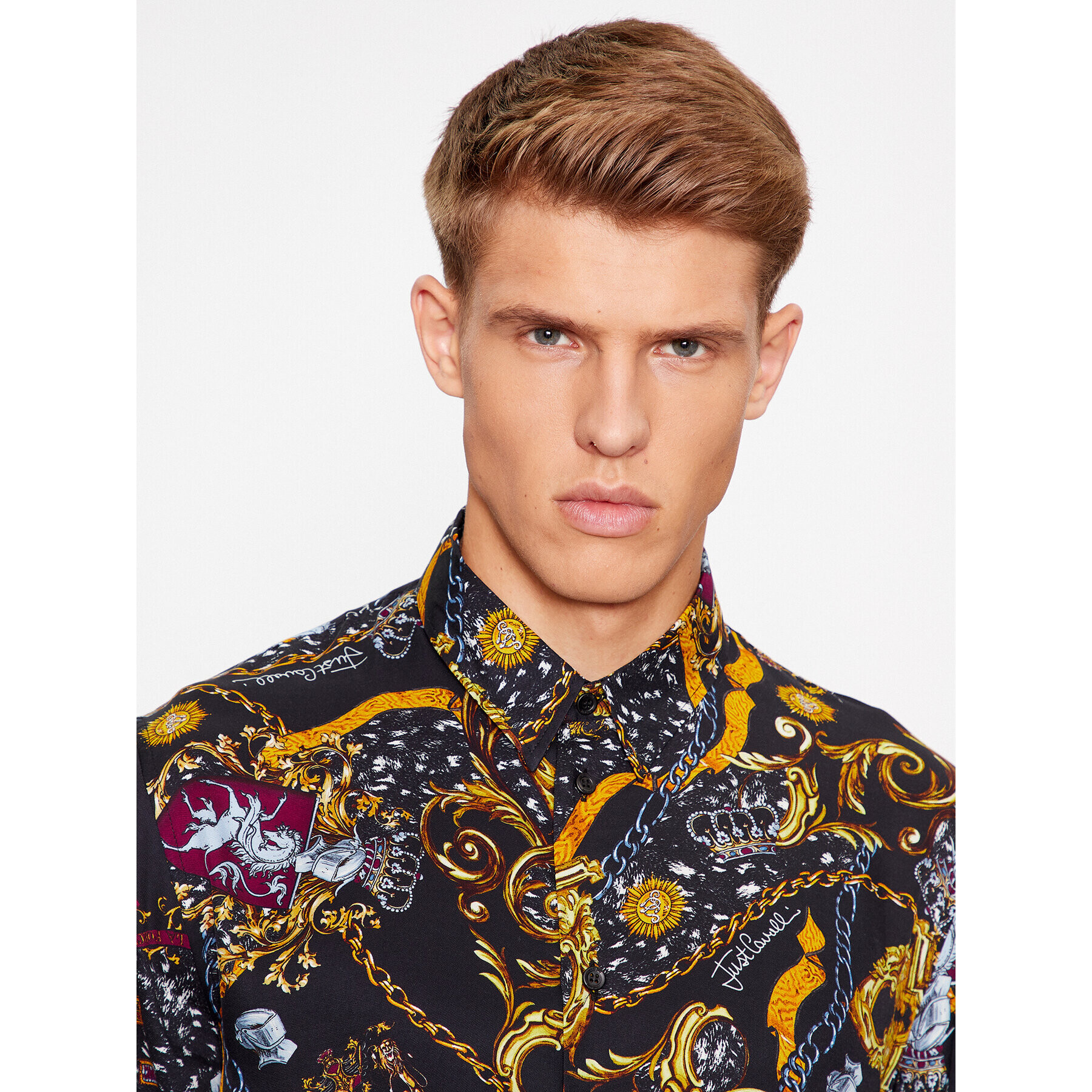 Just Cavalli Риза 75OAL2S1 Черен Regular Fit - Pepit.bg