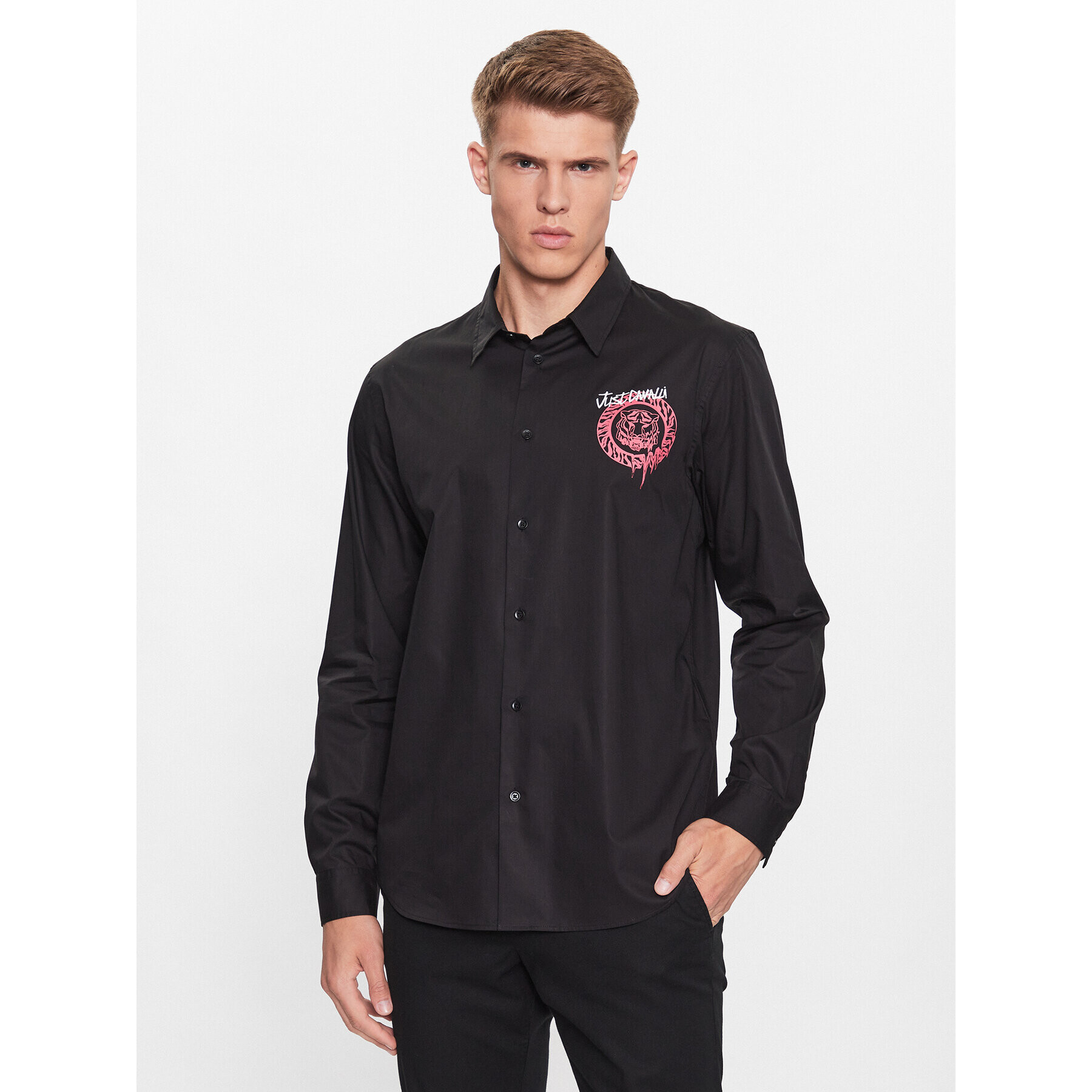 Just Cavalli Риза 75OALYS1 Черен Regular Fit - Pepit.bg