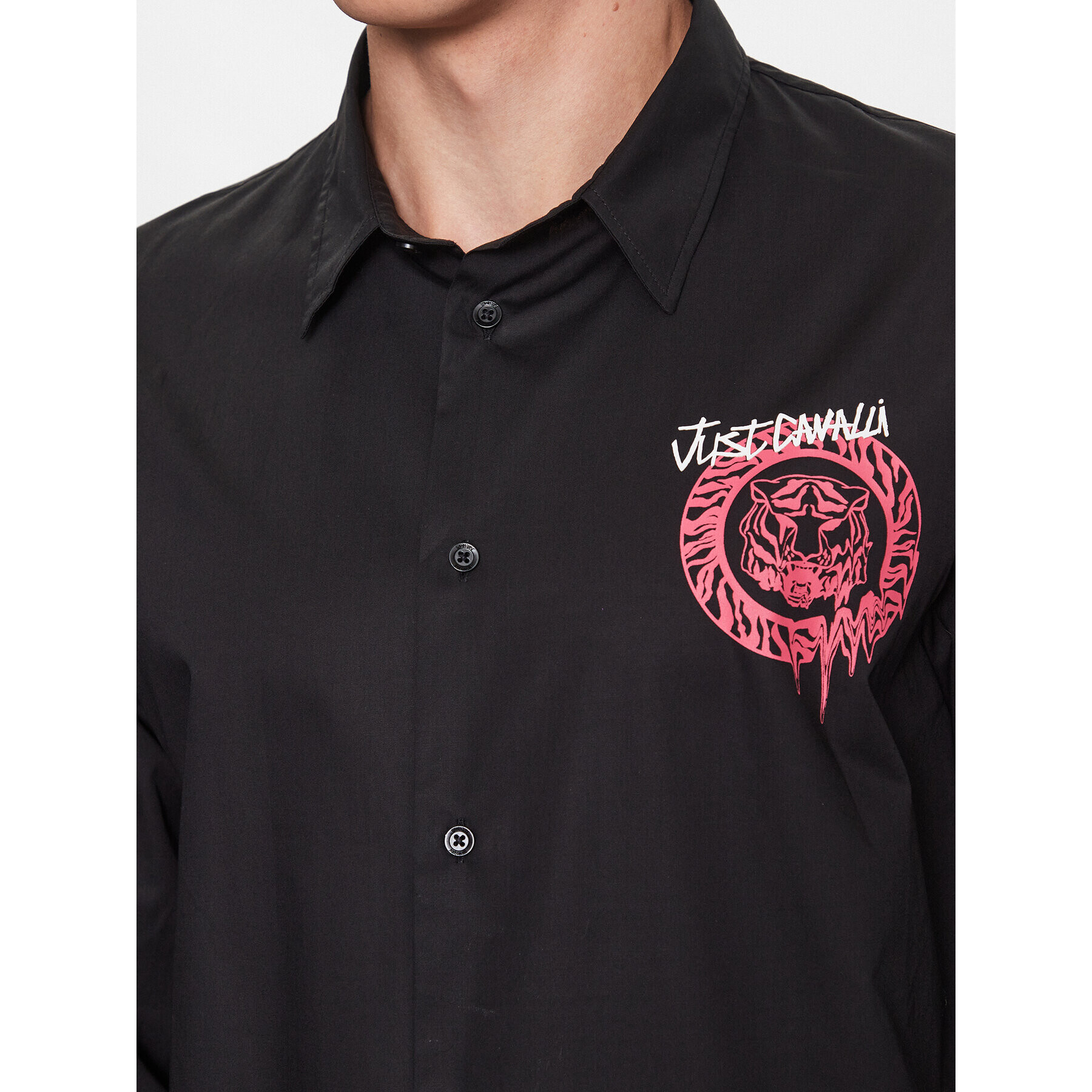 Just Cavalli Риза 75OALYS1 Черен Regular Fit - Pepit.bg