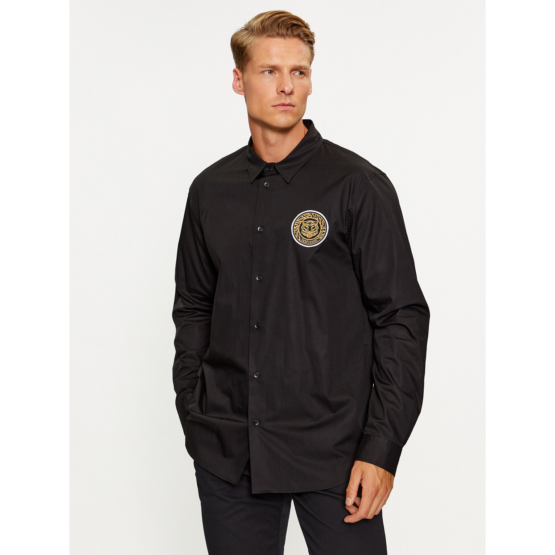 Just Cavalli Риза 75OALYS4 Черен Slim Fit - Pepit.bg