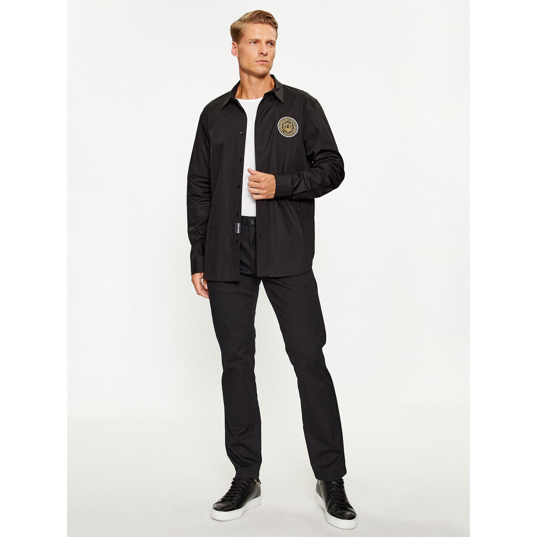 Just Cavalli Риза 75OALYS4 Черен Slim Fit - Pepit.bg