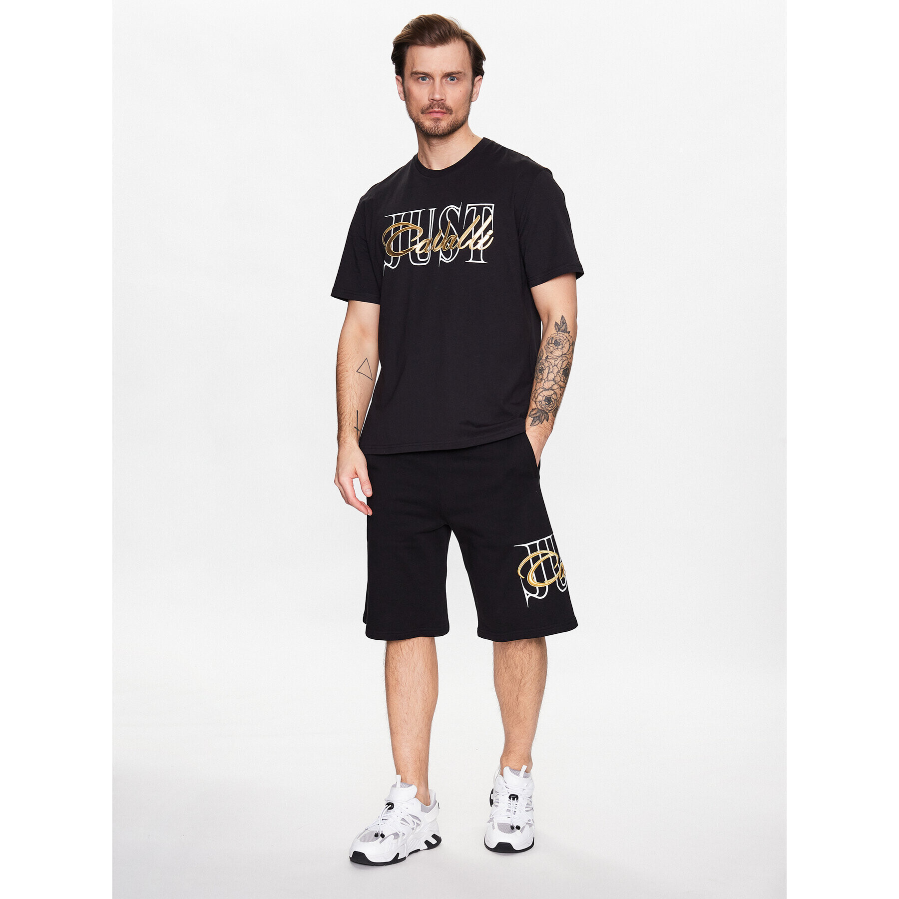 Just Cavalli Спортни шорти 74OBDI07 Черен Regular Fit - Pepit.bg