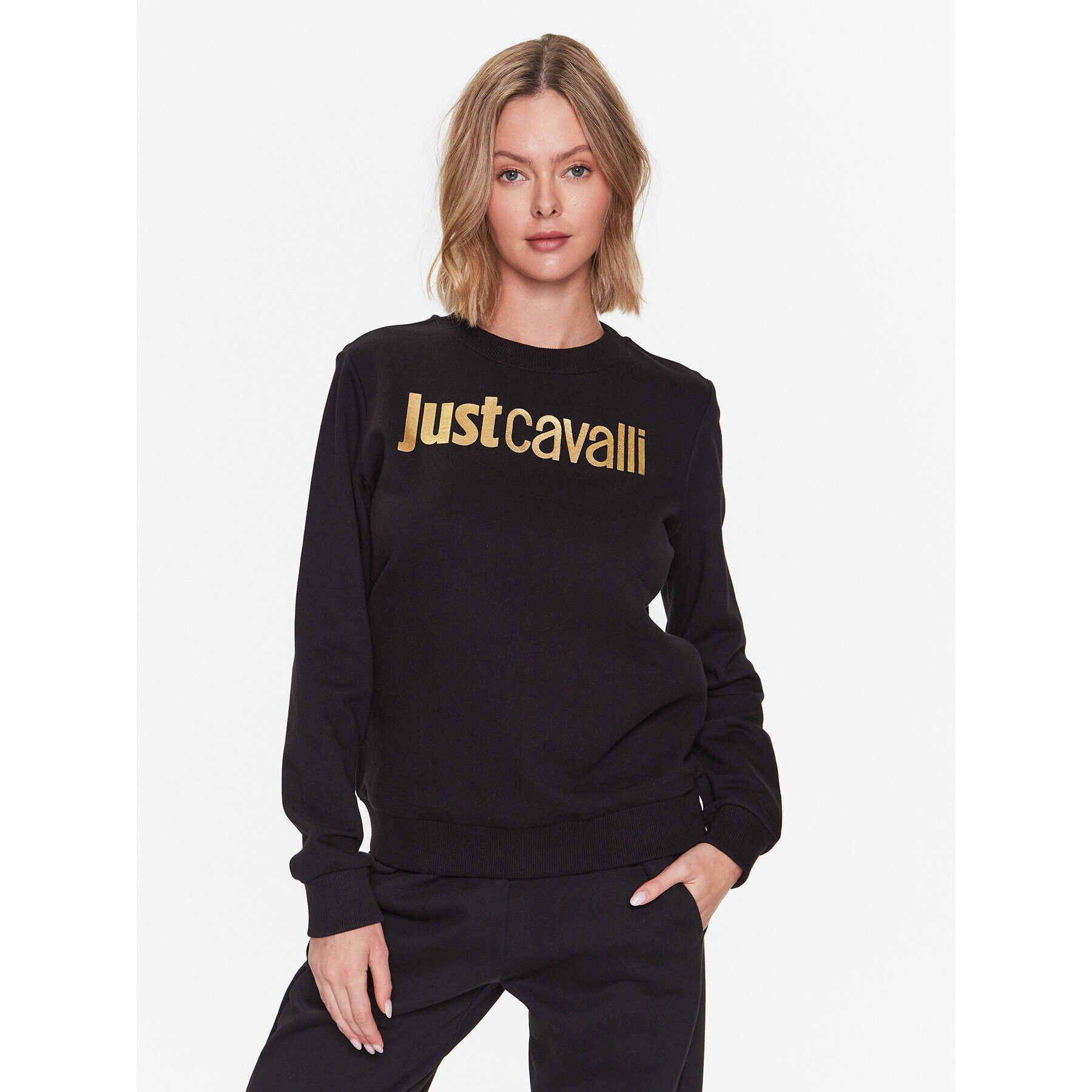 Just Cavalli Суитшърт 74PBIF00 Черен Regular Fit - Pepit.bg
