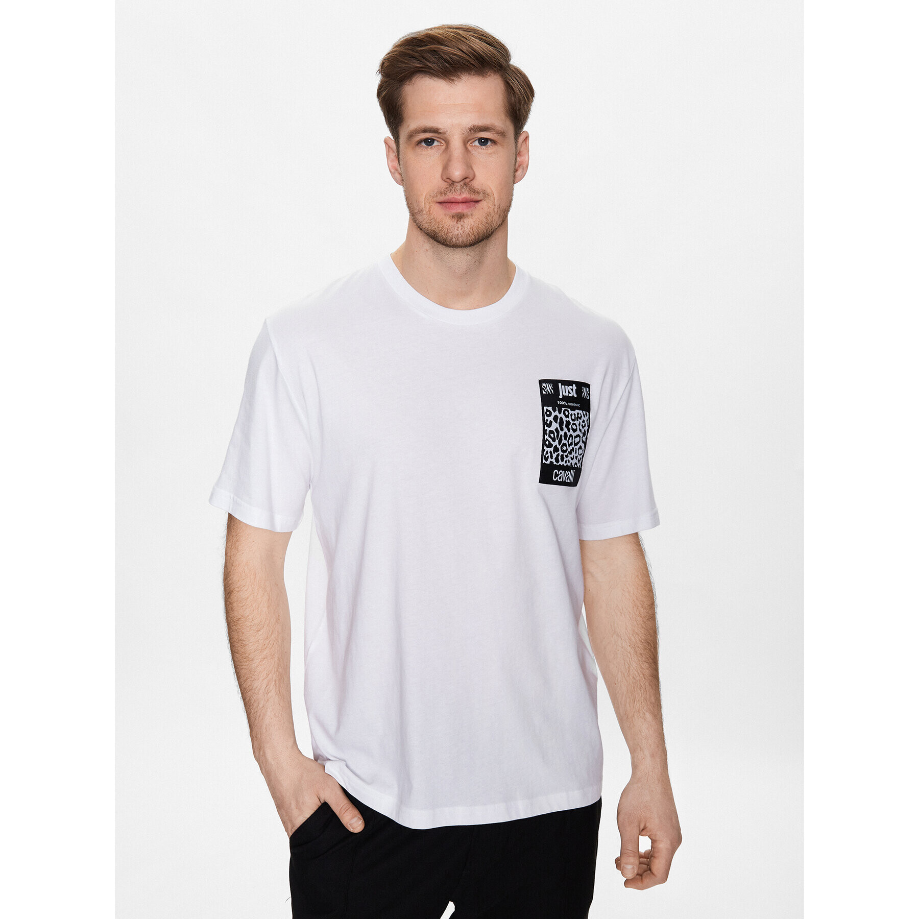 Just Cavalli Тишърт 74OBH600 Бял Regular Fit - Pepit.bg