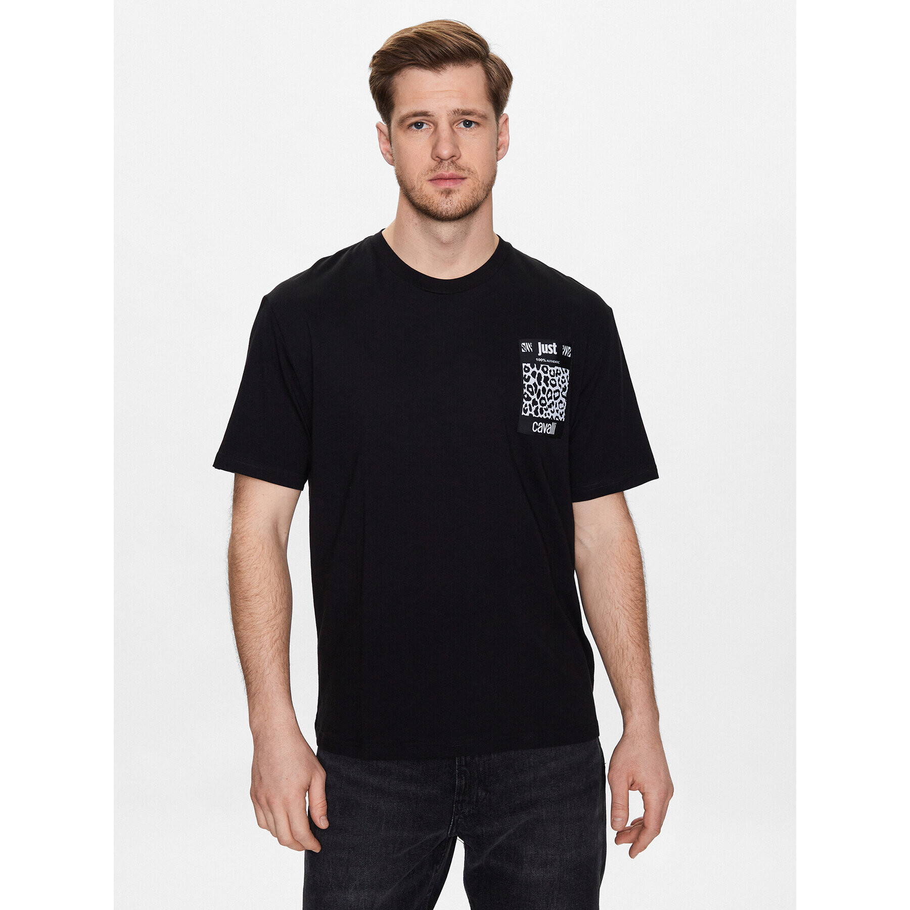 Just Cavalli Тишърт 74OBH600 Черен Regular Fit - Pepit.bg