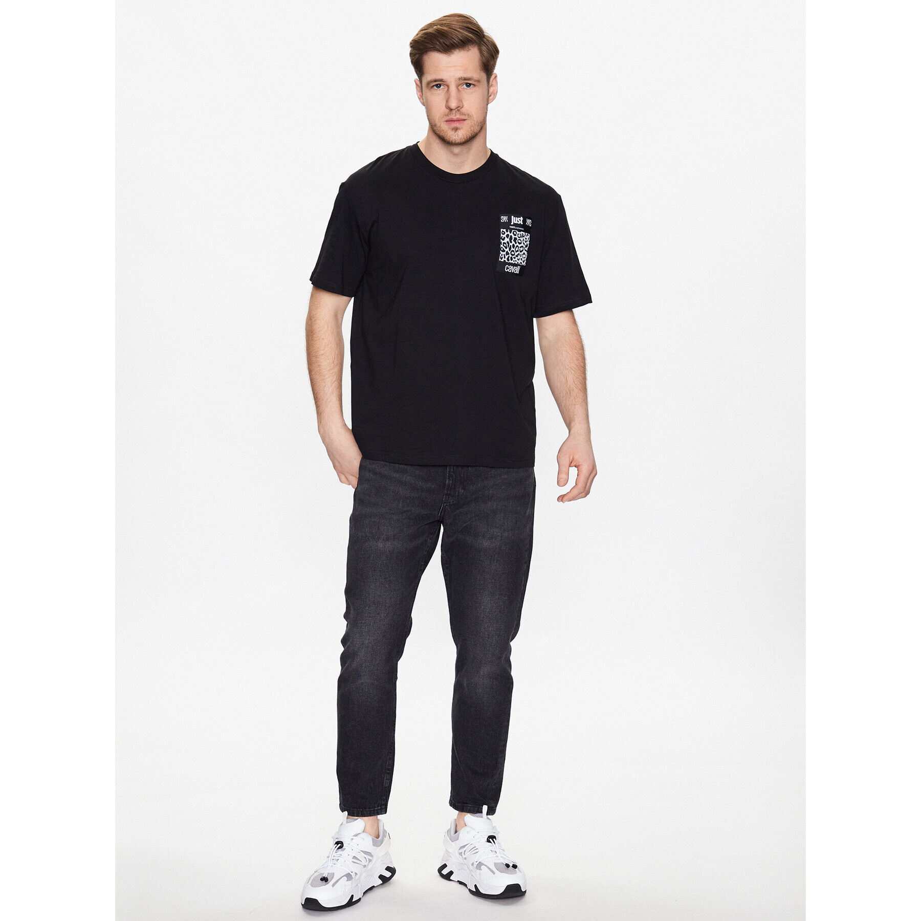 Just Cavalli Тишърт 74OBH600 Черен Regular Fit - Pepit.bg
