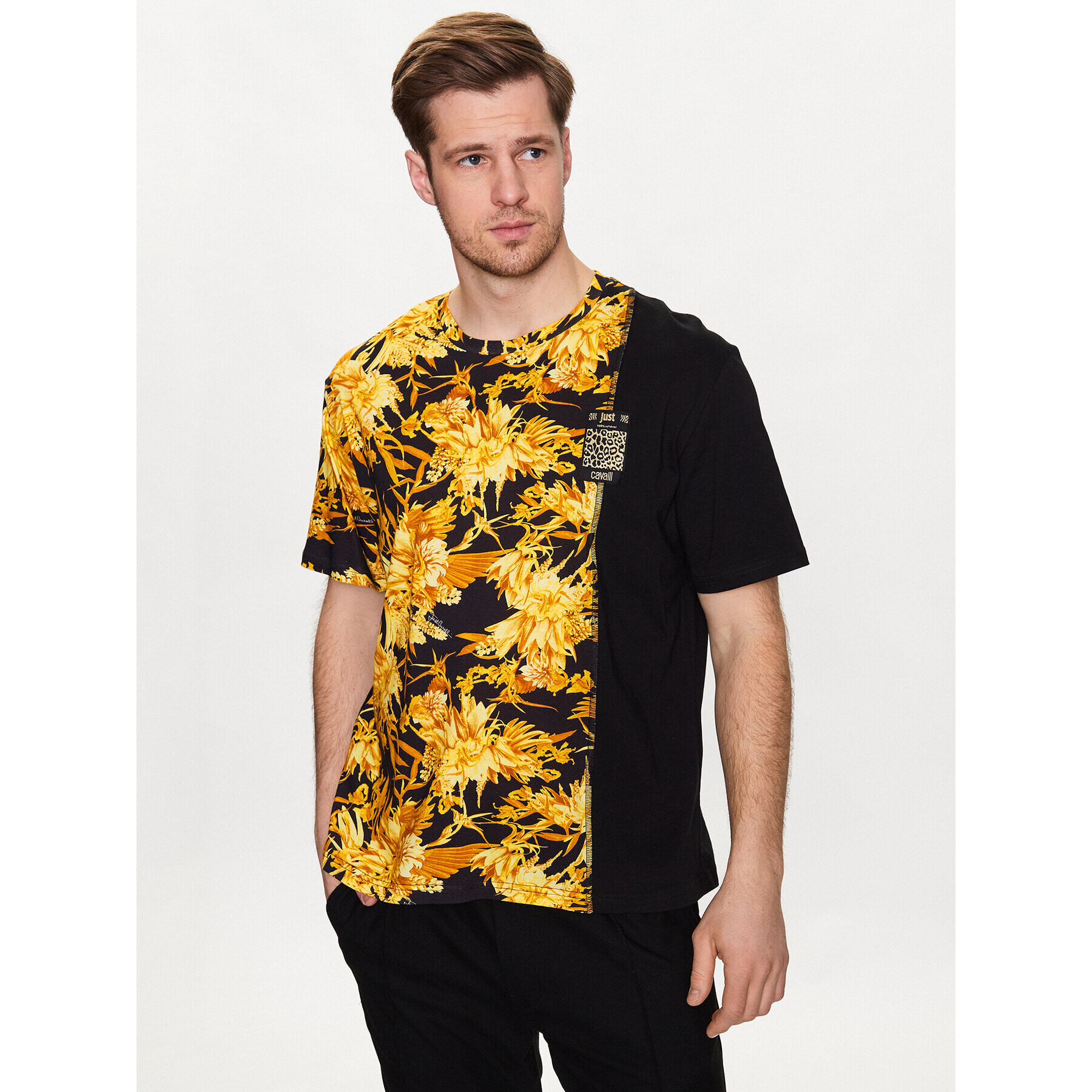 Just Cavalli Тишърт 74OBH6R4 Черен Regular Fit - Pepit.bg