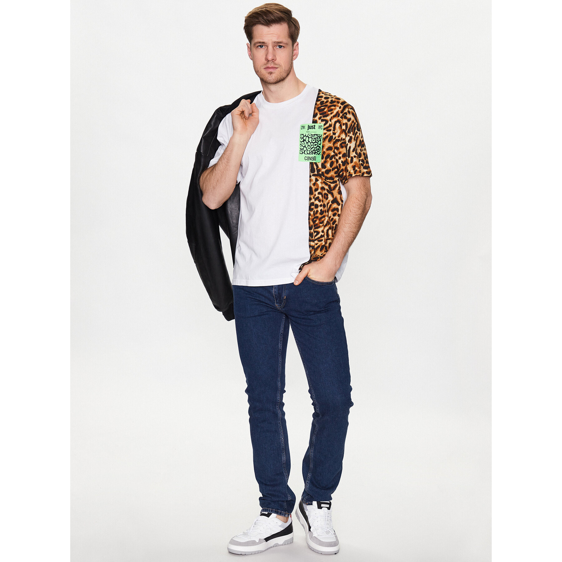 Just Cavalli Тишърт 74OBH6R7 Бял Regular Fit - Pepit.bg
