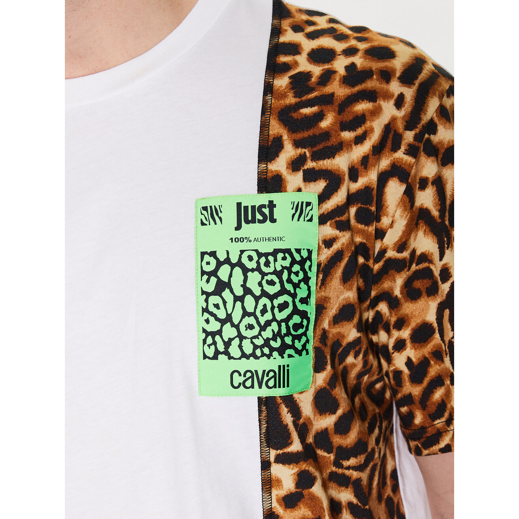Just Cavalli Тишърт 74OBH6R7 Бял Regular Fit - Pepit.bg