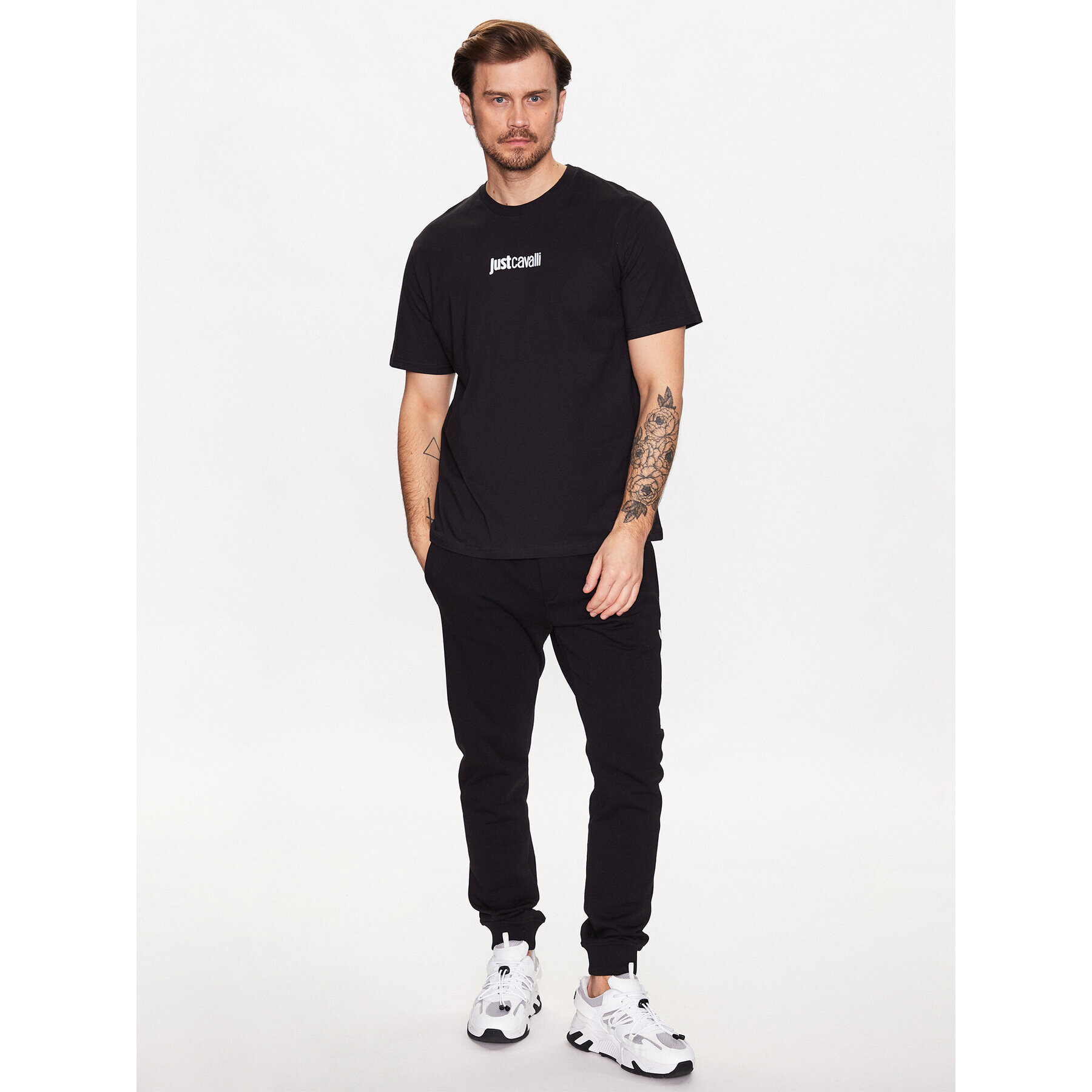 Just Cavalli Тишърт 74OBHF01 Черен Regular Fit - Pepit.bg