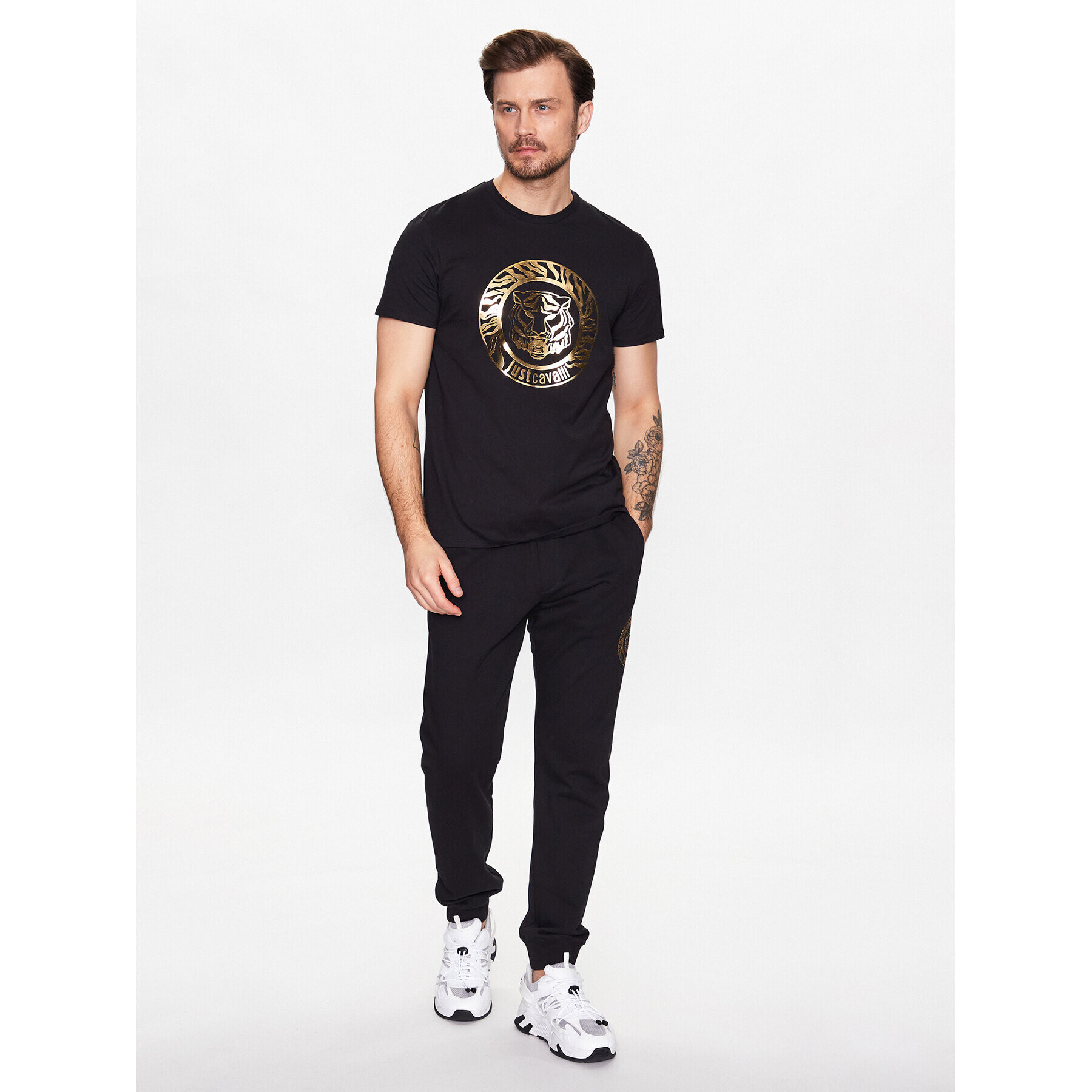 Just Cavalli Тишърт 74OBHF02 Черен Regular Fit - Pepit.bg