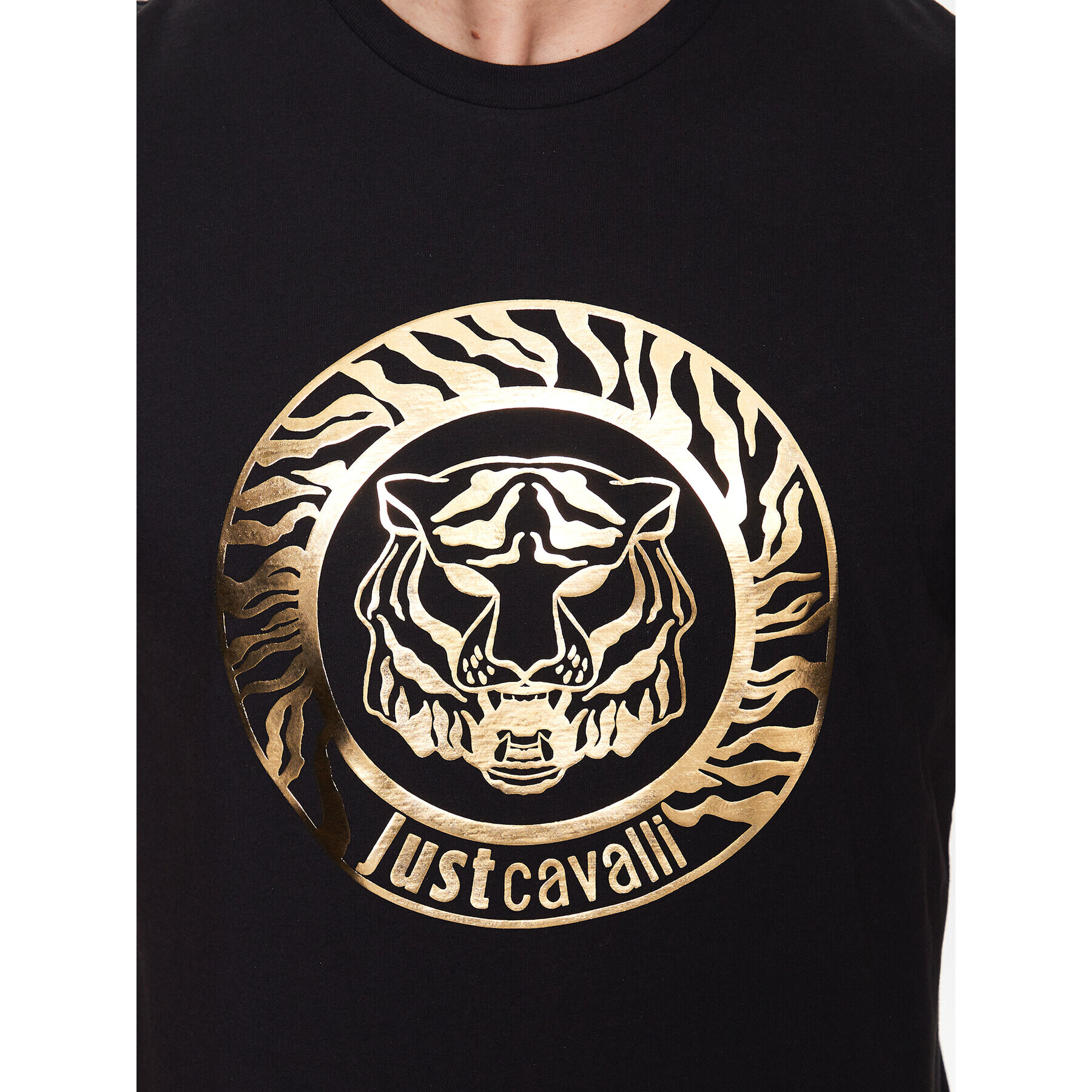 Just Cavalli Тишърт 74OBHF02 Черен Regular Fit - Pepit.bg
