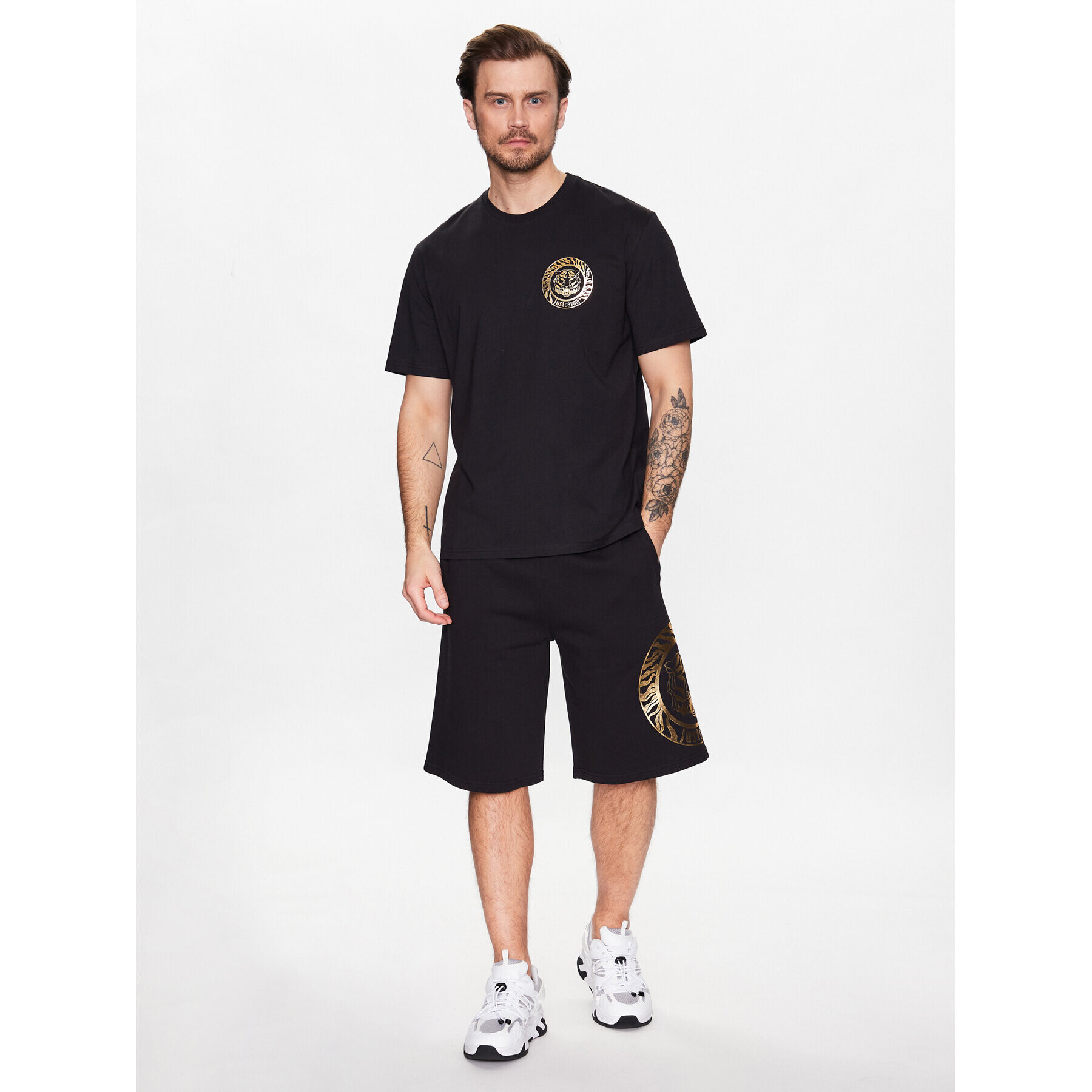 Just Cavalli Тишърт 74OBHF03 Черен Regular Fit - Pepit.bg