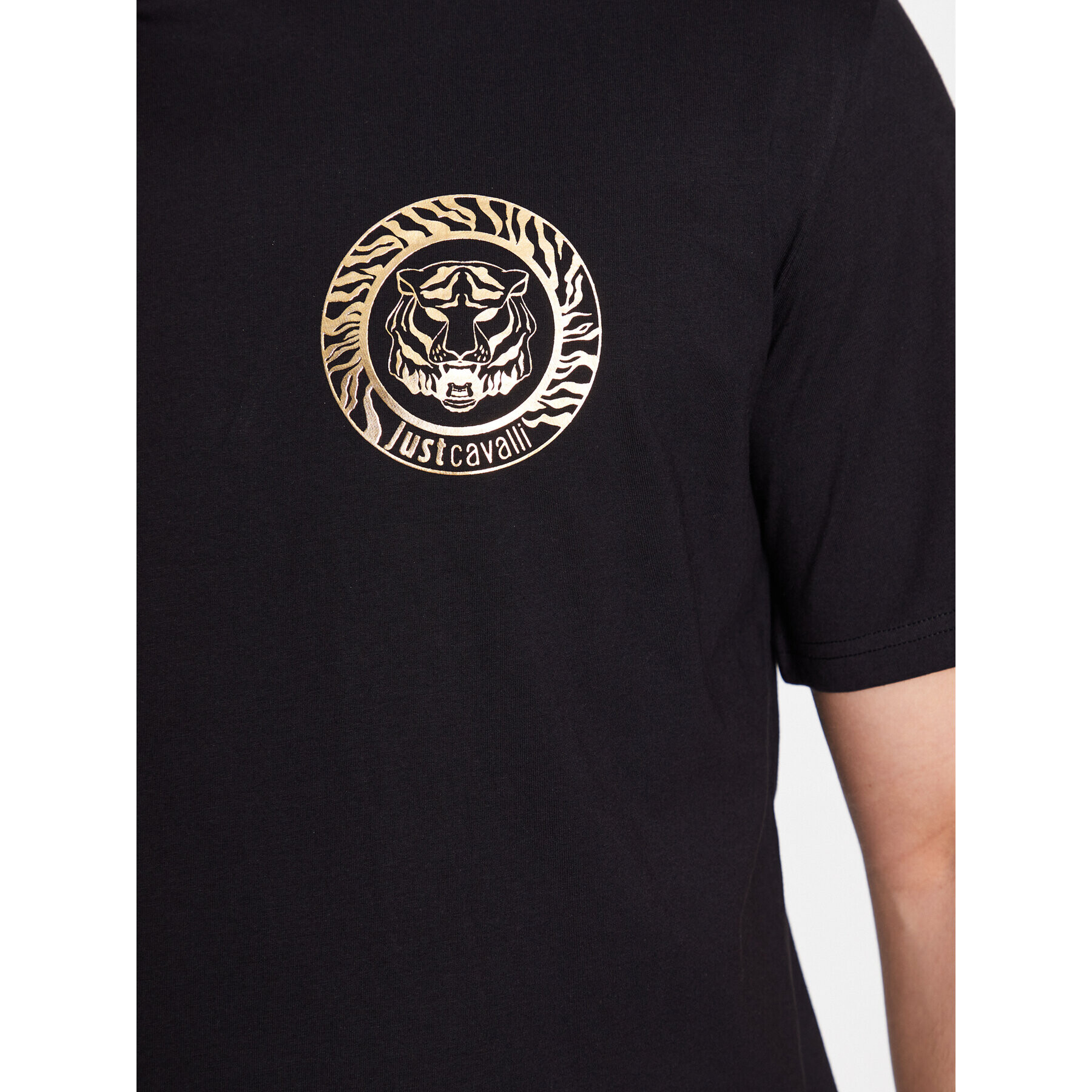 Just Cavalli Тишърт 74OBHF03 Черен Regular Fit - Pepit.bg